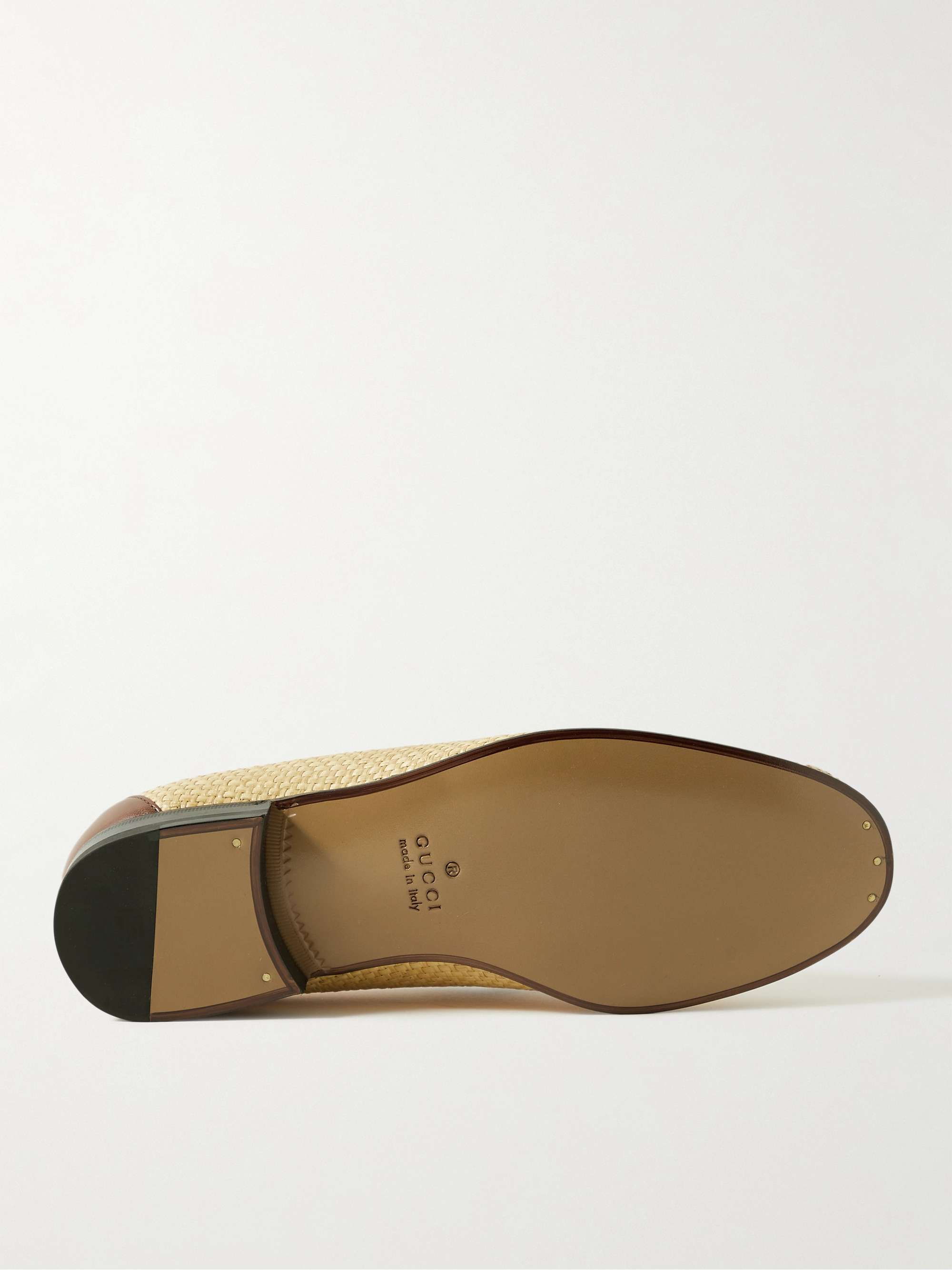 GUCCI Levico Horsebit Leather-Trimmed Raffia Loafers for Men | MR PORTER