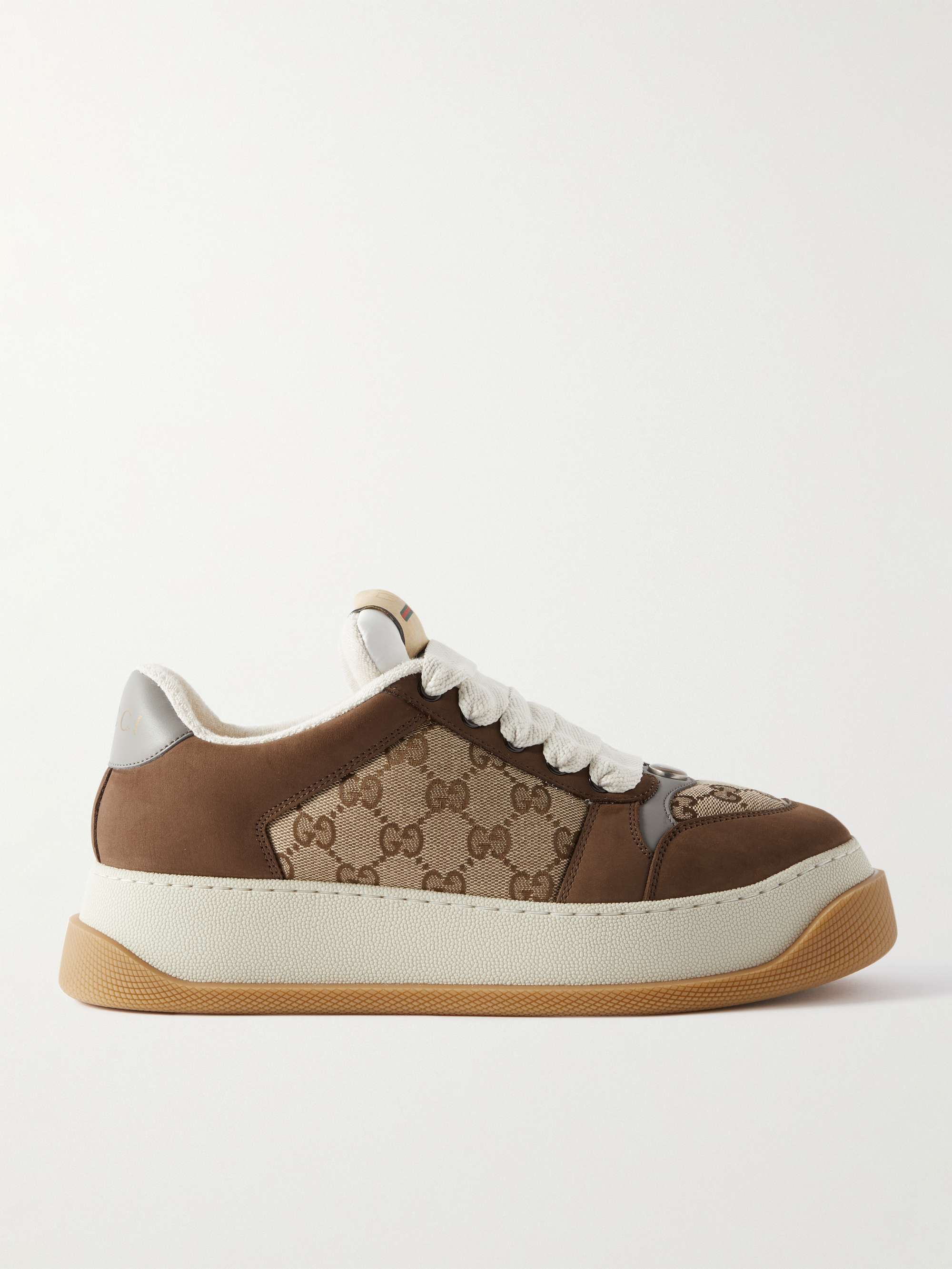 GUCCI Screener Monogrammed Canvas, Suede and Leather Sneakers for Men | MR  PORTER