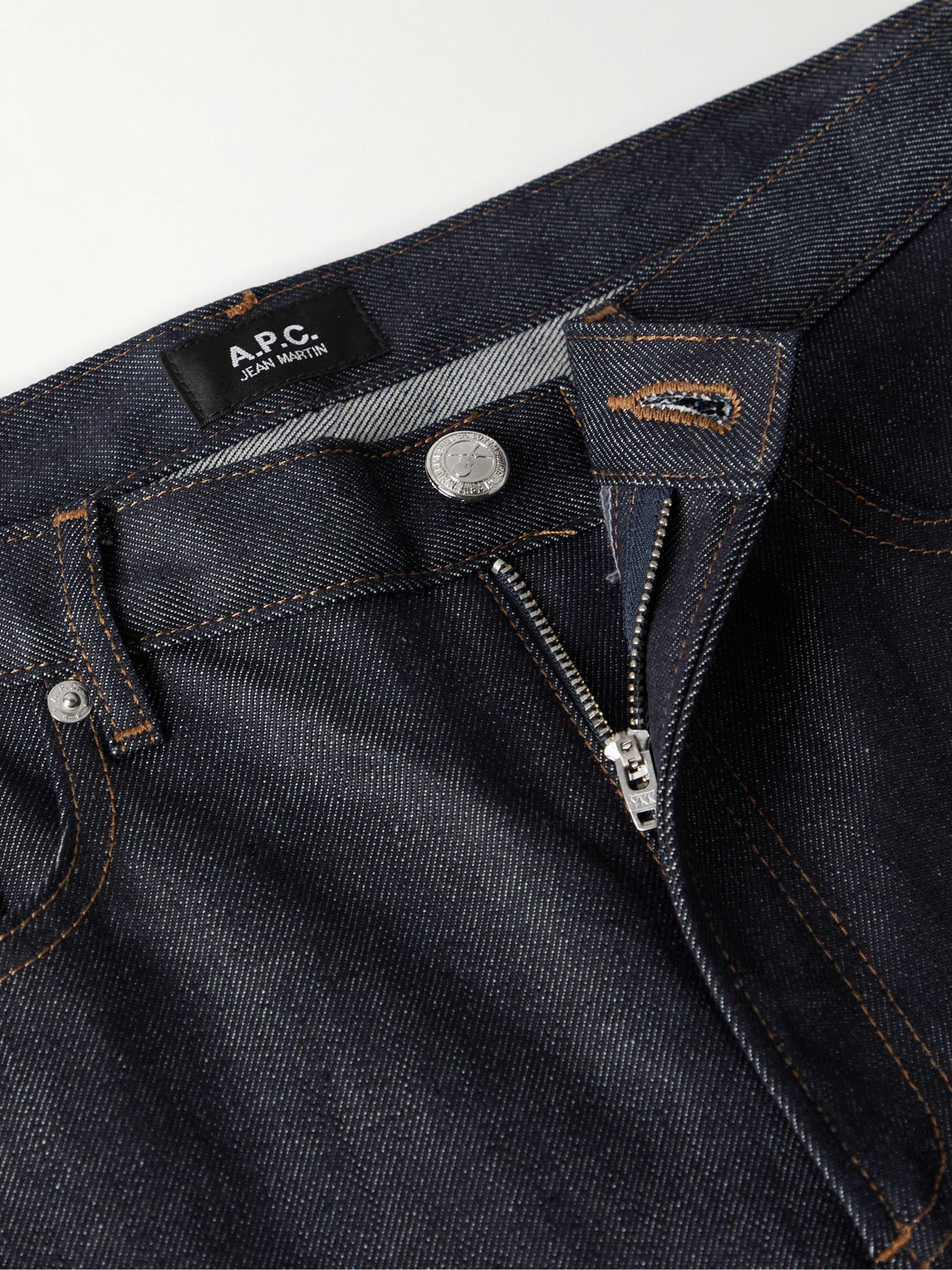 Shop Apc Martin Tapered Jeans In Blue