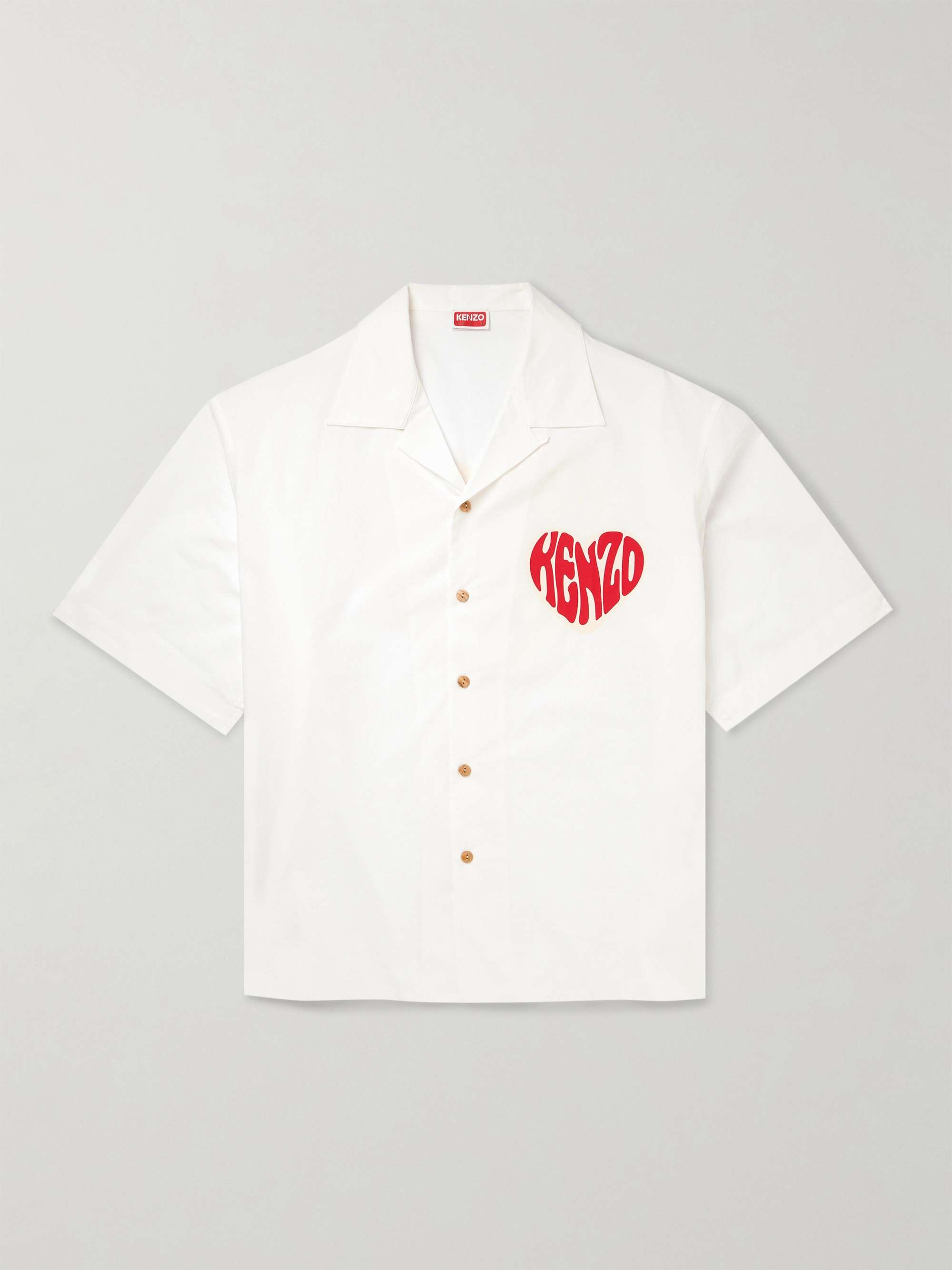 KENZO Convertible-Collar Logo-Print Cotton-Poplin Shirt for Men | MR PORTER