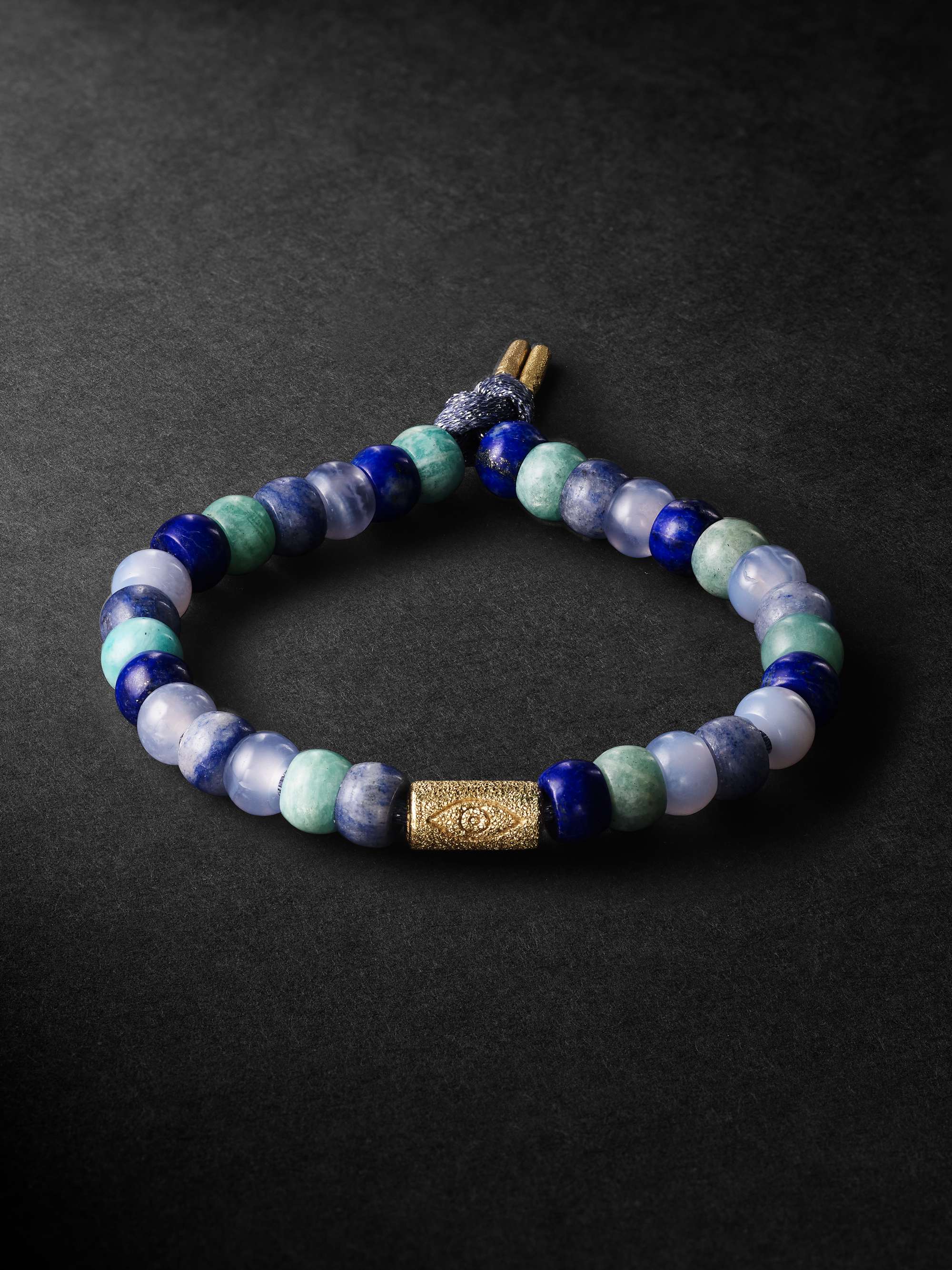CAROLINA BUCCI Protection Forte Beads Gold Multi-Stone Bracelet for Men ...