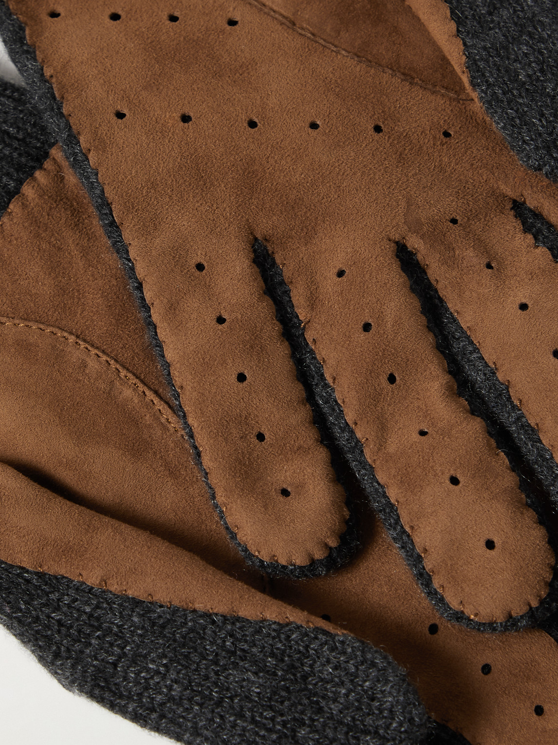 Shop Brunello Cucinelli Suede-trimmed Cashmere Gloves In Brown