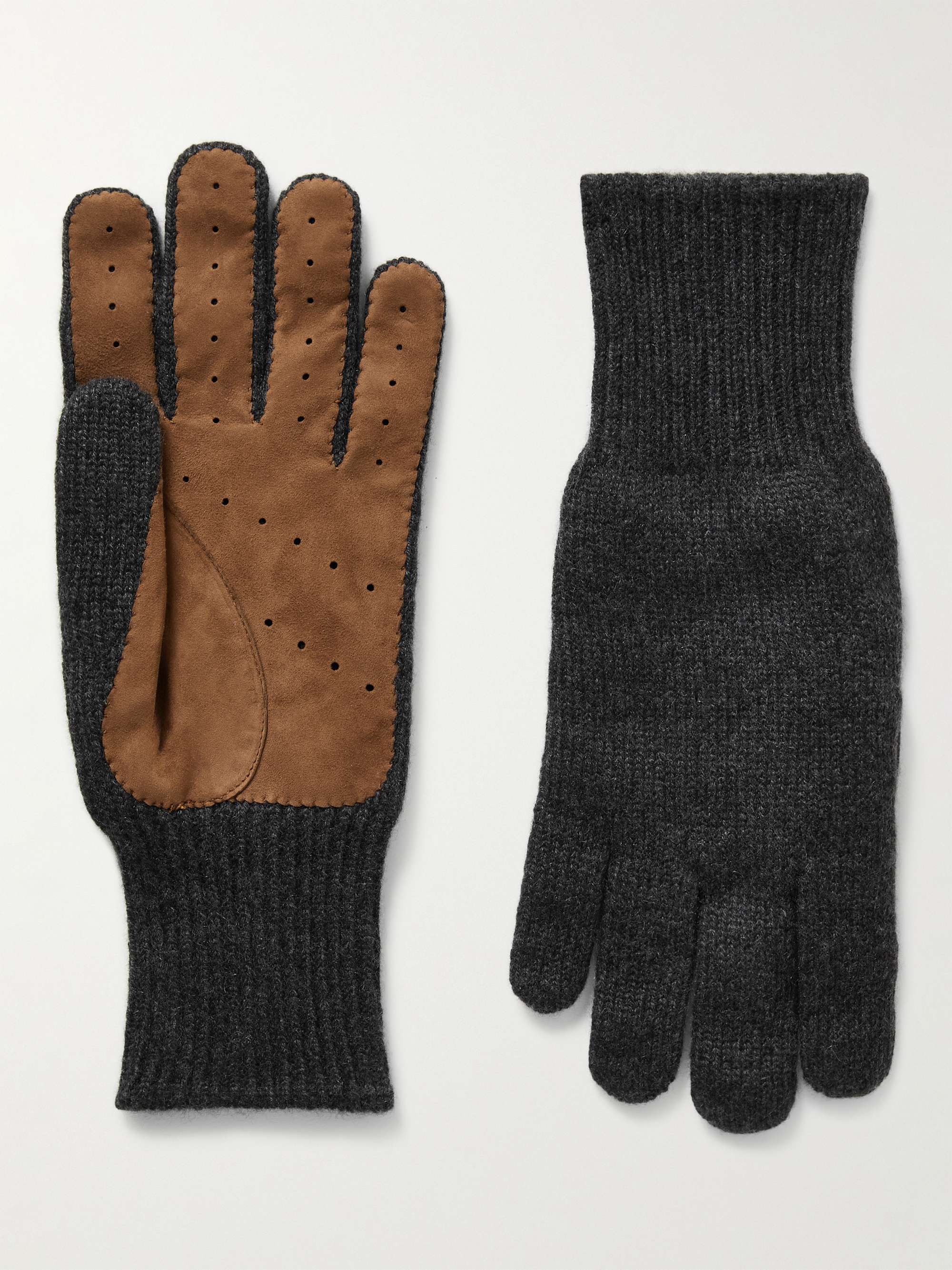 BRUNELLO CUCINELLI Suede-Trimmed Cashmere Gloves for Men | MR PORTER