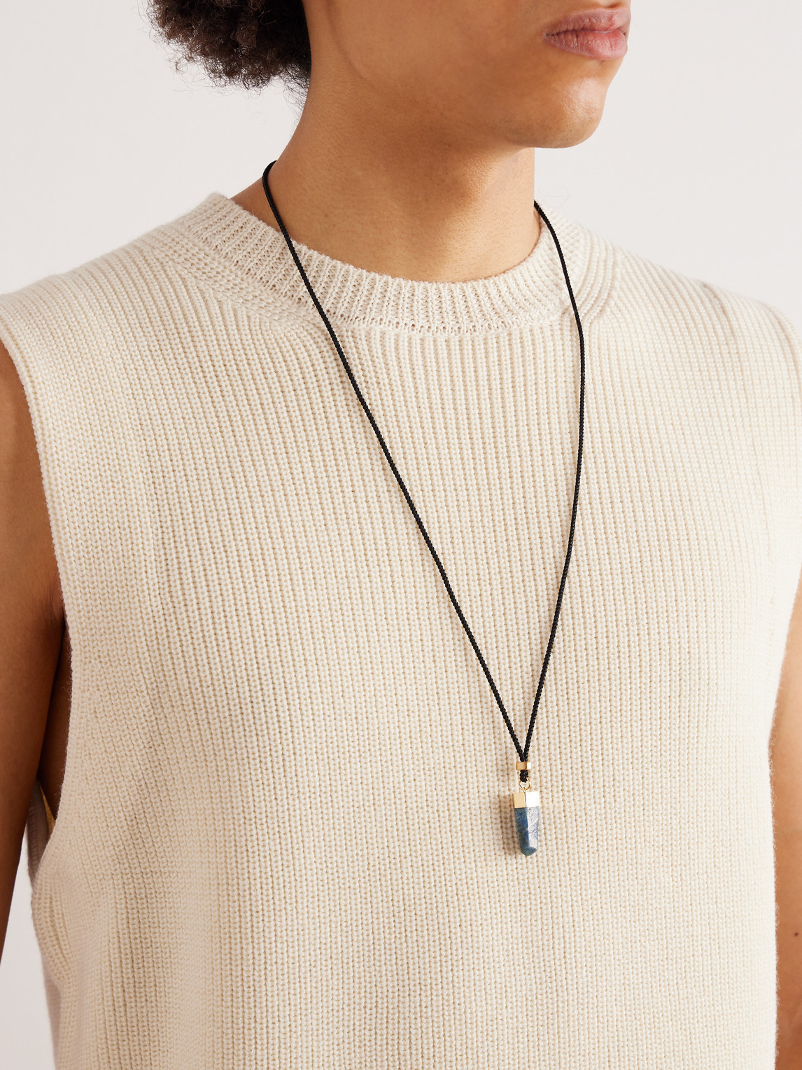 Shop Jacquie Aiche Gold, Chrysocolla And Cord Necklace In Blue