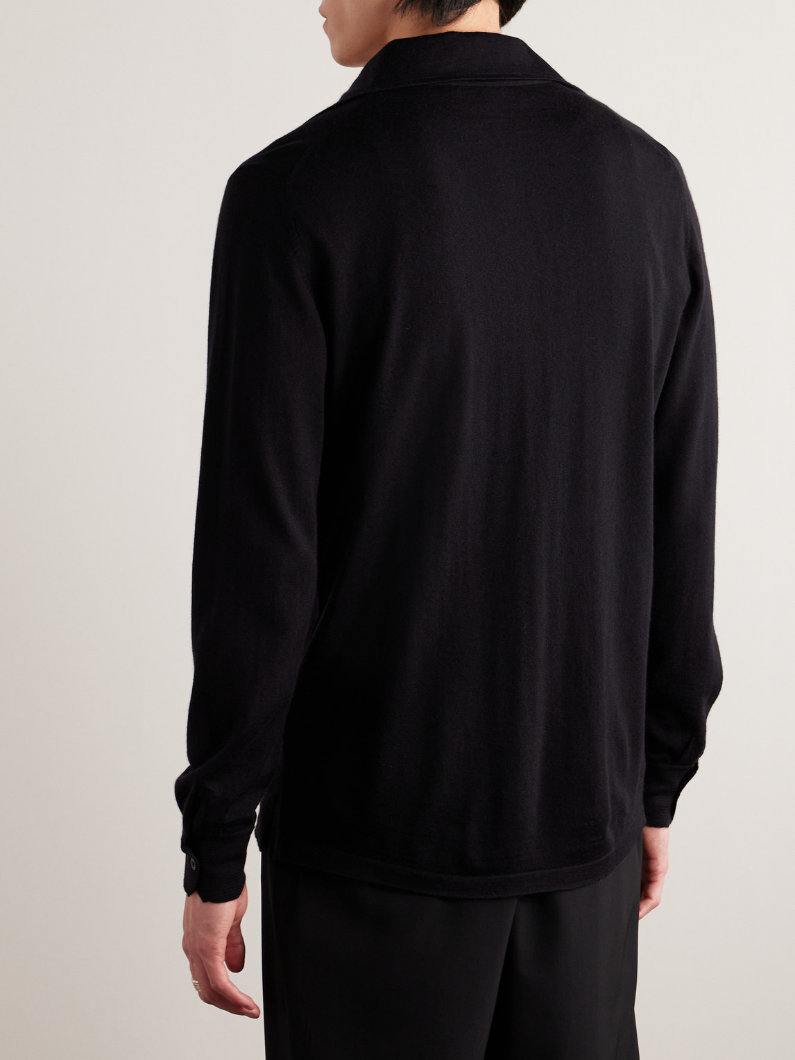 Shop Saman Amel Cashmere And Silk-blend Shirt In Black