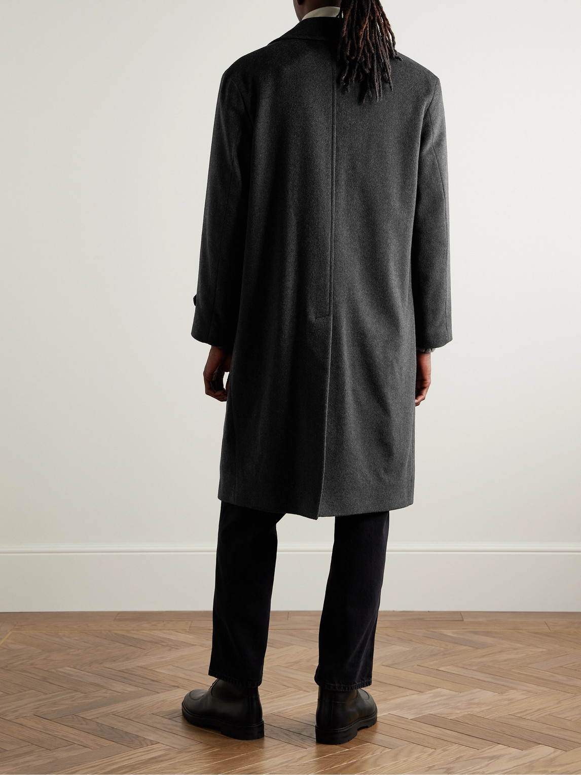 Shop Saman Amel Double-breasted Brushed-cashmere Overcoat In Gray