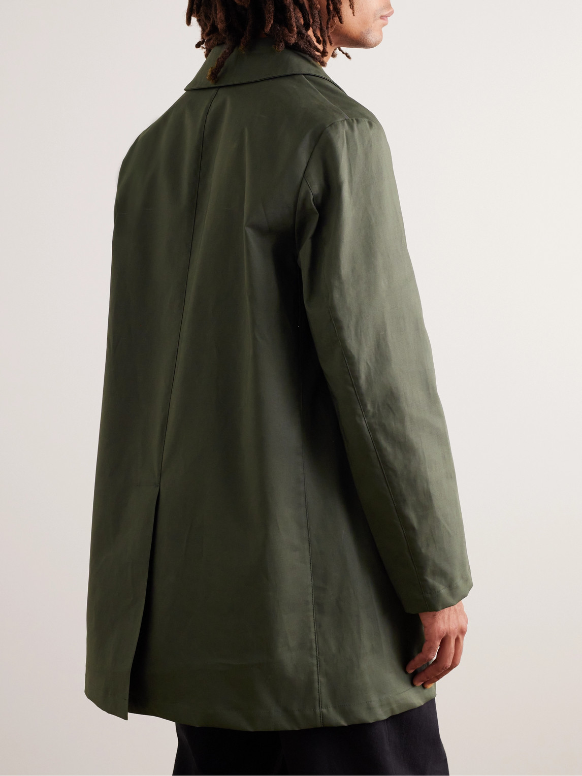 Shop Mackintosh Cambridge Bonded Cotton Trench Coat In Green