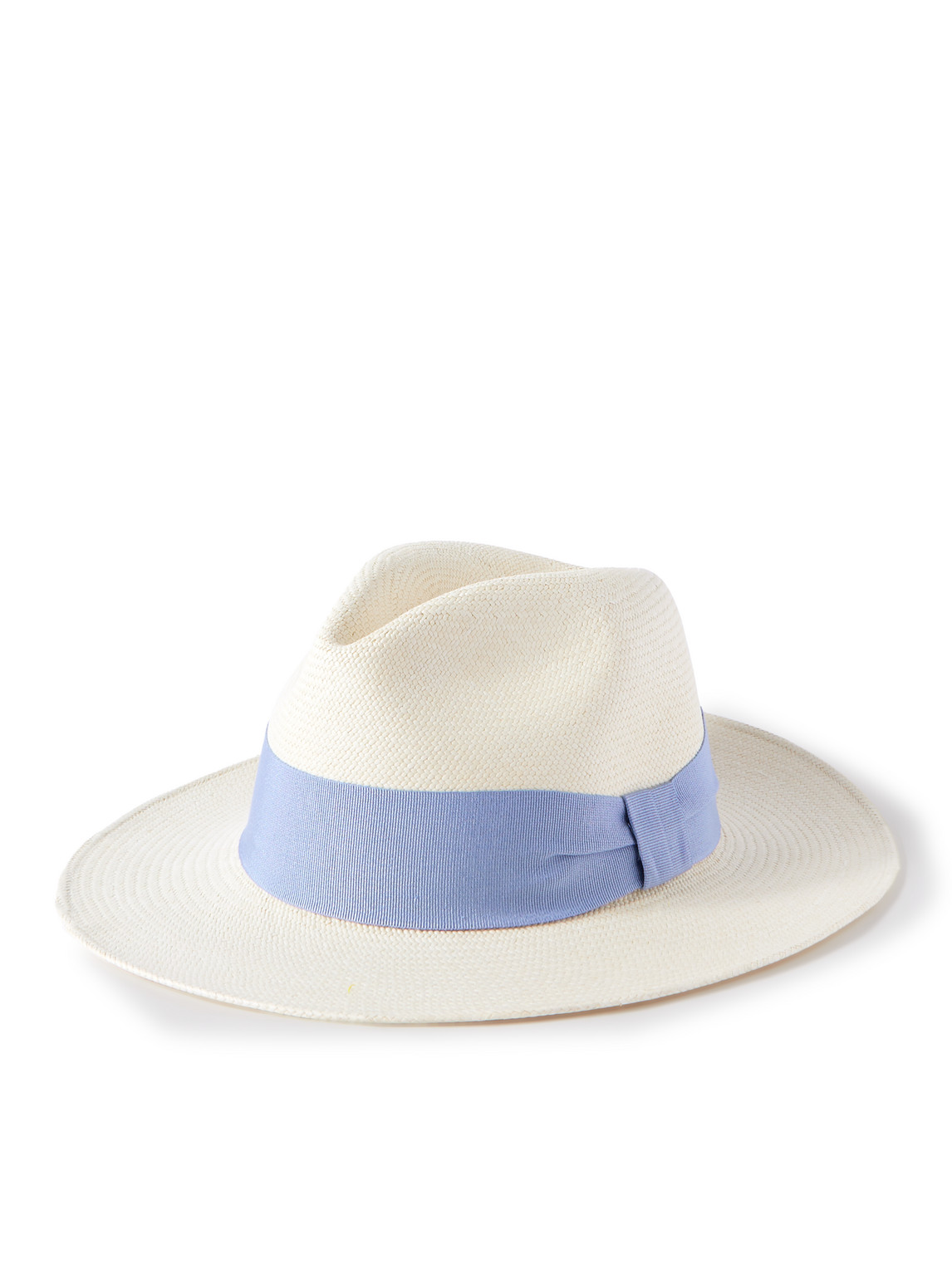 Shop Frescobol Carioca Rafael Grosgrain-trimmed Straw Panama Hat In Blue