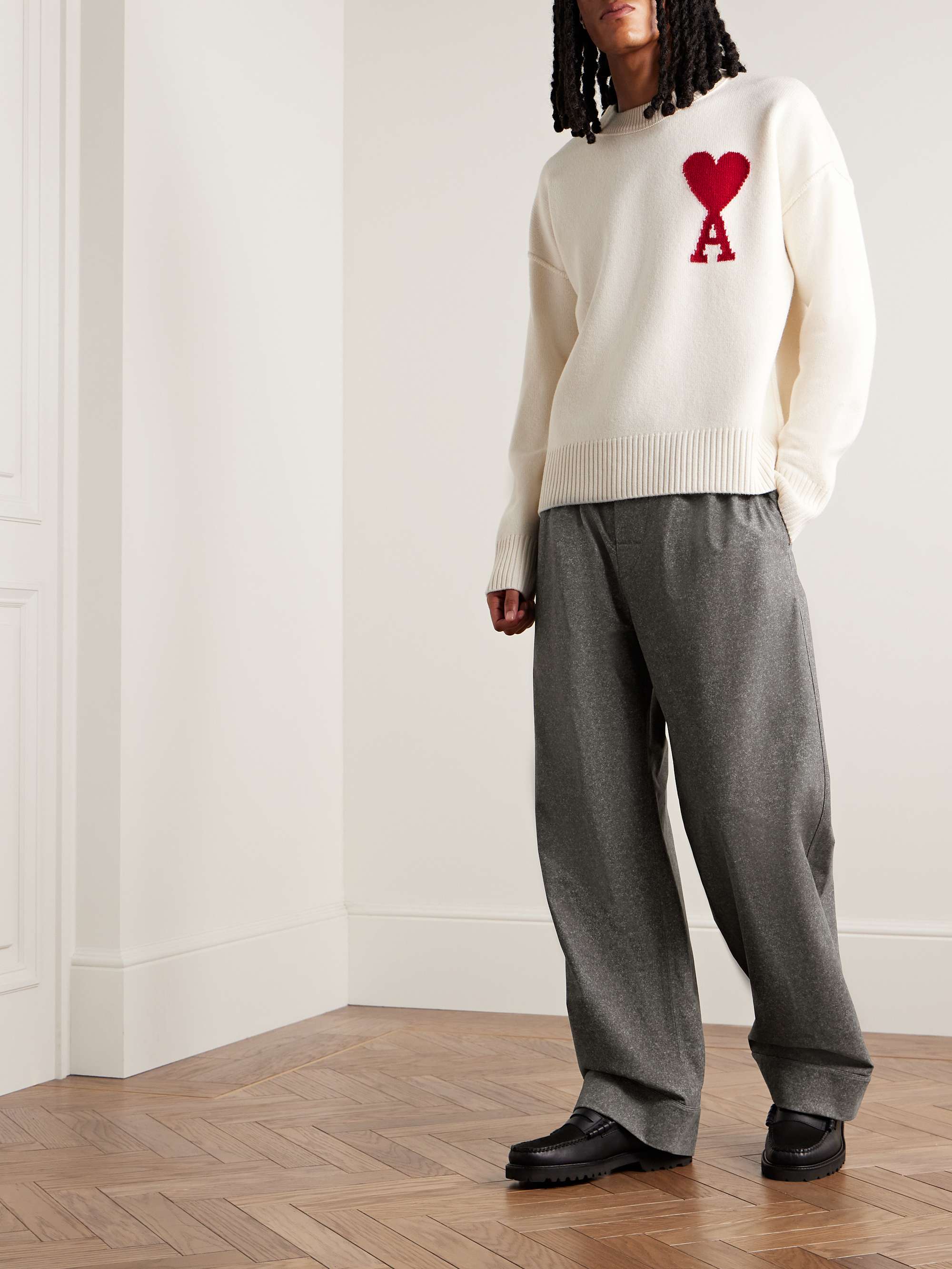 AMI PARIS ADC Logo-Intarsia Virgin Wool Sweater for Men | MR PORTER