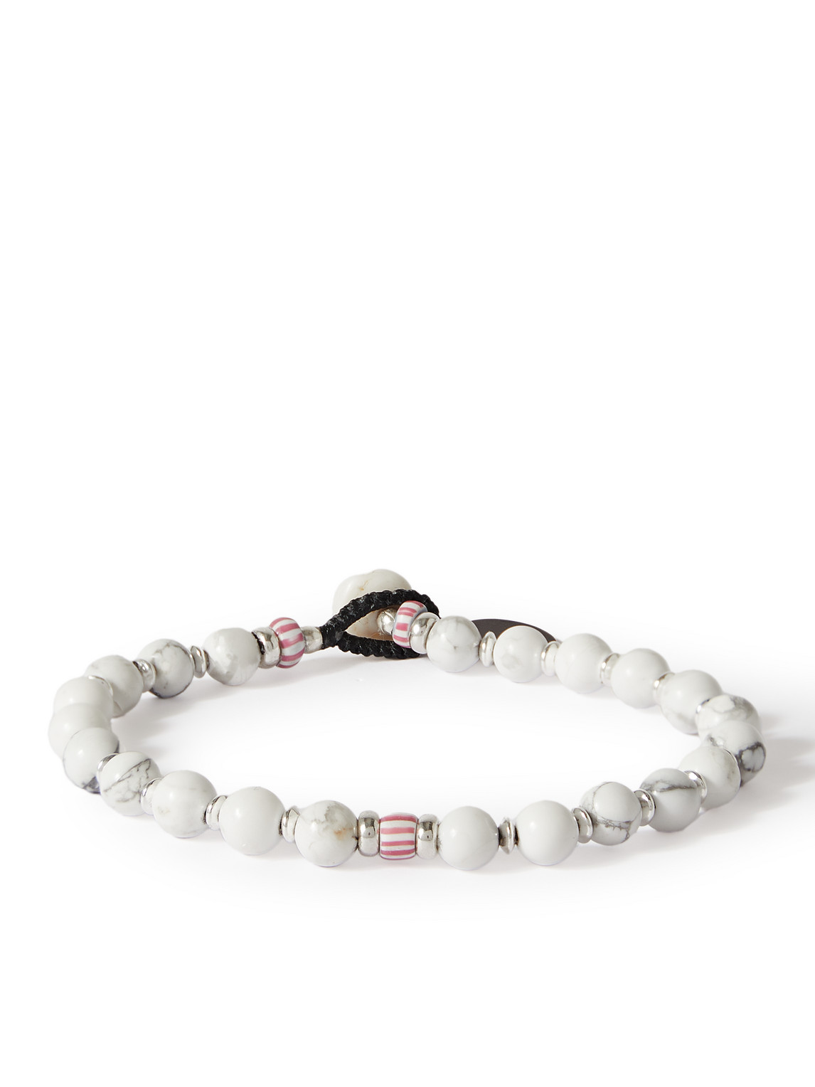 Mikia Silver, Howlite And Shell Beaded Bracelet In White