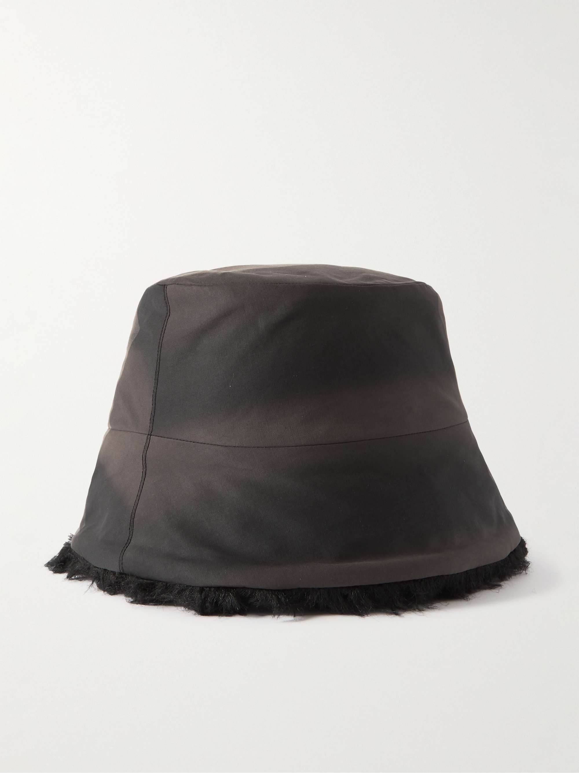 أسود قبعة باكيت من مزيج القطن بحاشية من الفرو الصناعي المبيضة بأشعة الشمس |  JIYONGKIM | MR PORTER