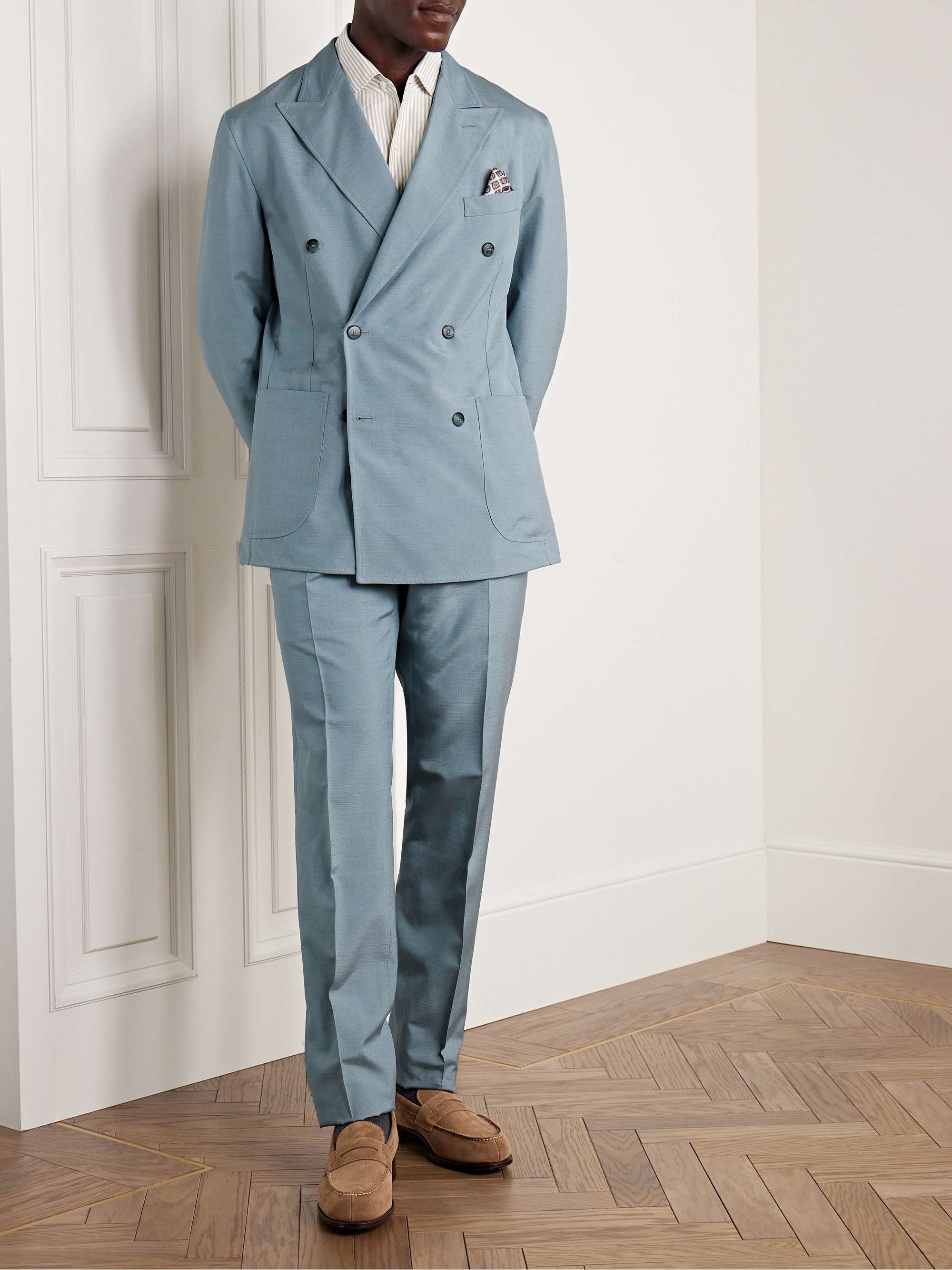 BRIONI Unstructured Double-Breasted Silk Suit Jacket for Men | MR PORTER