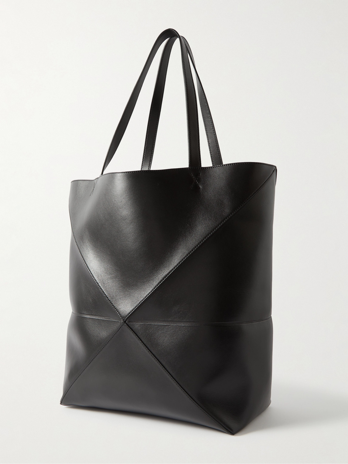 Shop Loewe Puzzle Large Panelled Leather Tote Bag In Black