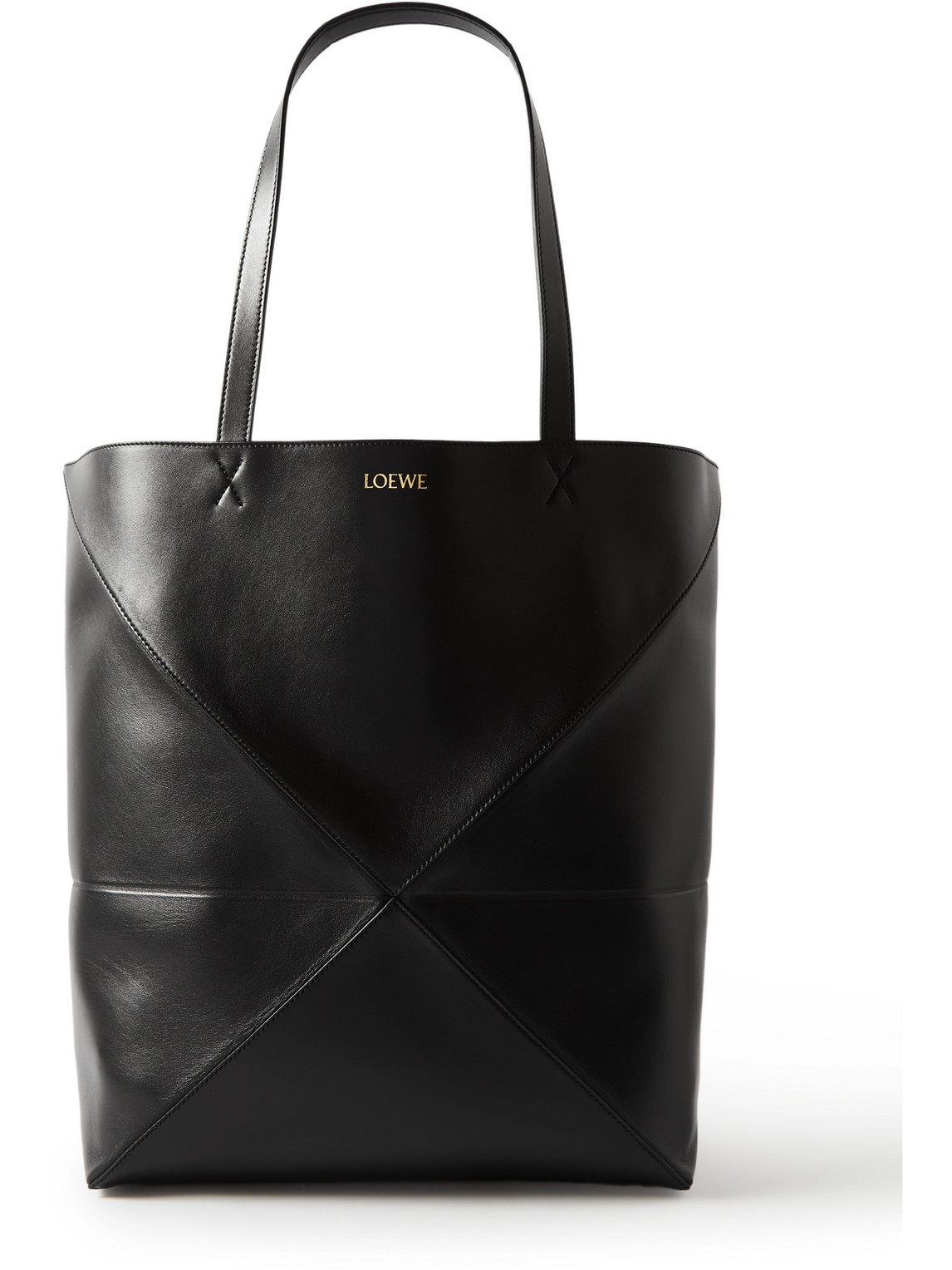 Shop Loewe Puzzle Large Panelled Leather Tote Bag In Black
