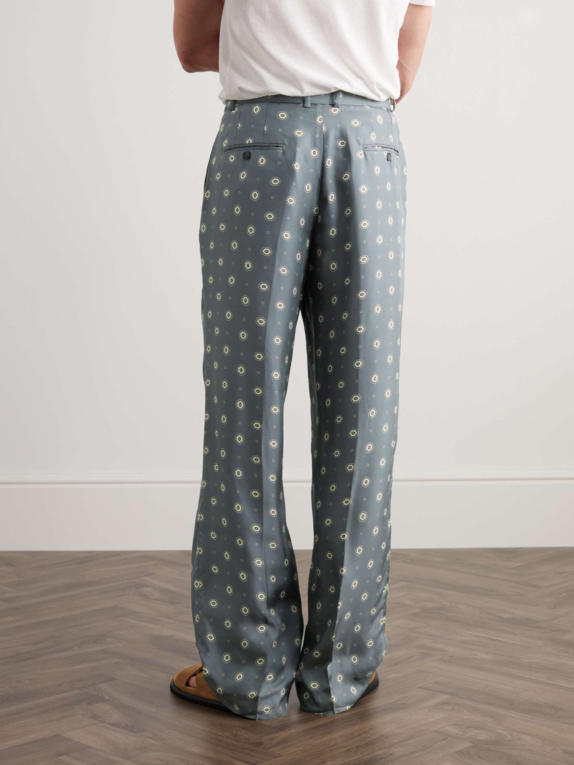 OFFICINE GÉNÉRALE Nash Straight-Leg Belted Printed Silk Trousers for ...