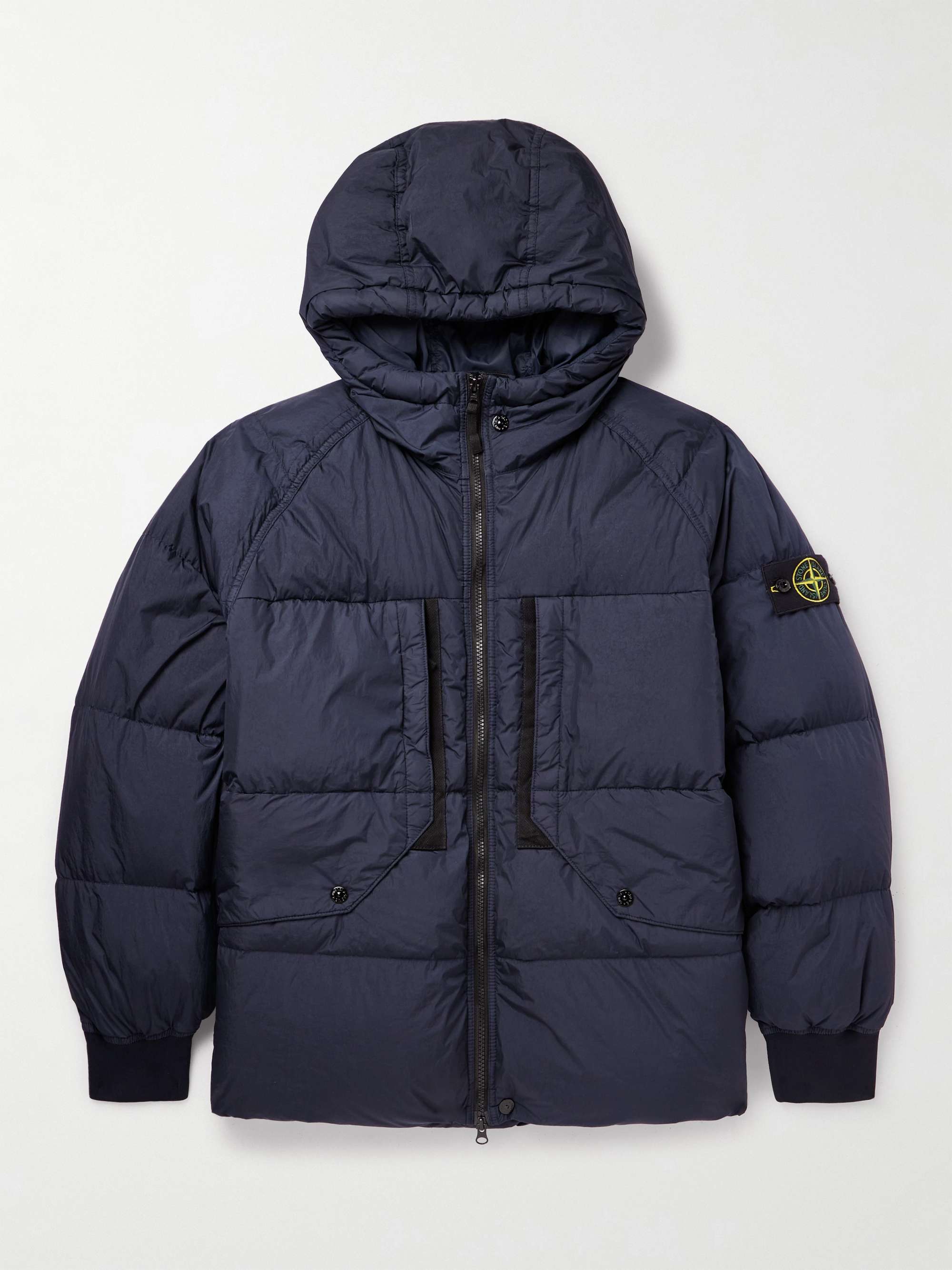 STONE ISLAND Garment-Dyed Quilted Crinkled-Shell Down Hooded Jacket for Men  | MR PORTER