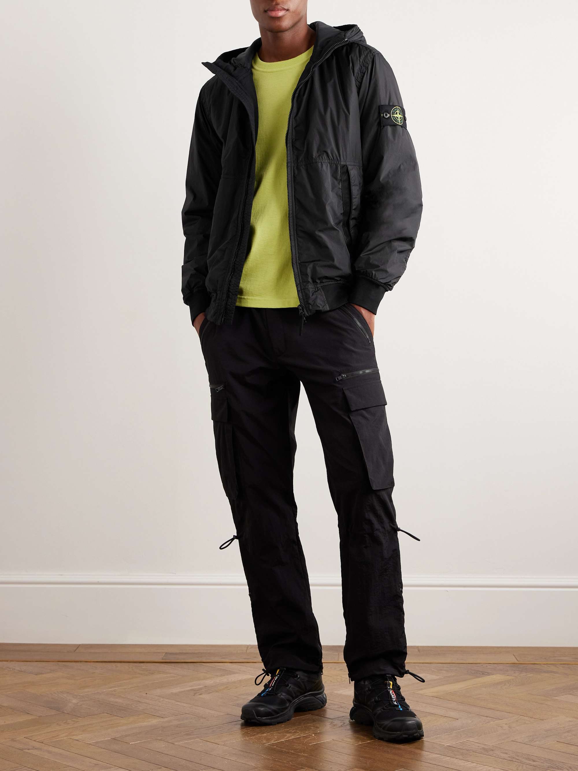 STONE ISLAND Garment-Dyed Padded Crinkle Reps Nylon Hooded Jacket for Men |  MR PORTER