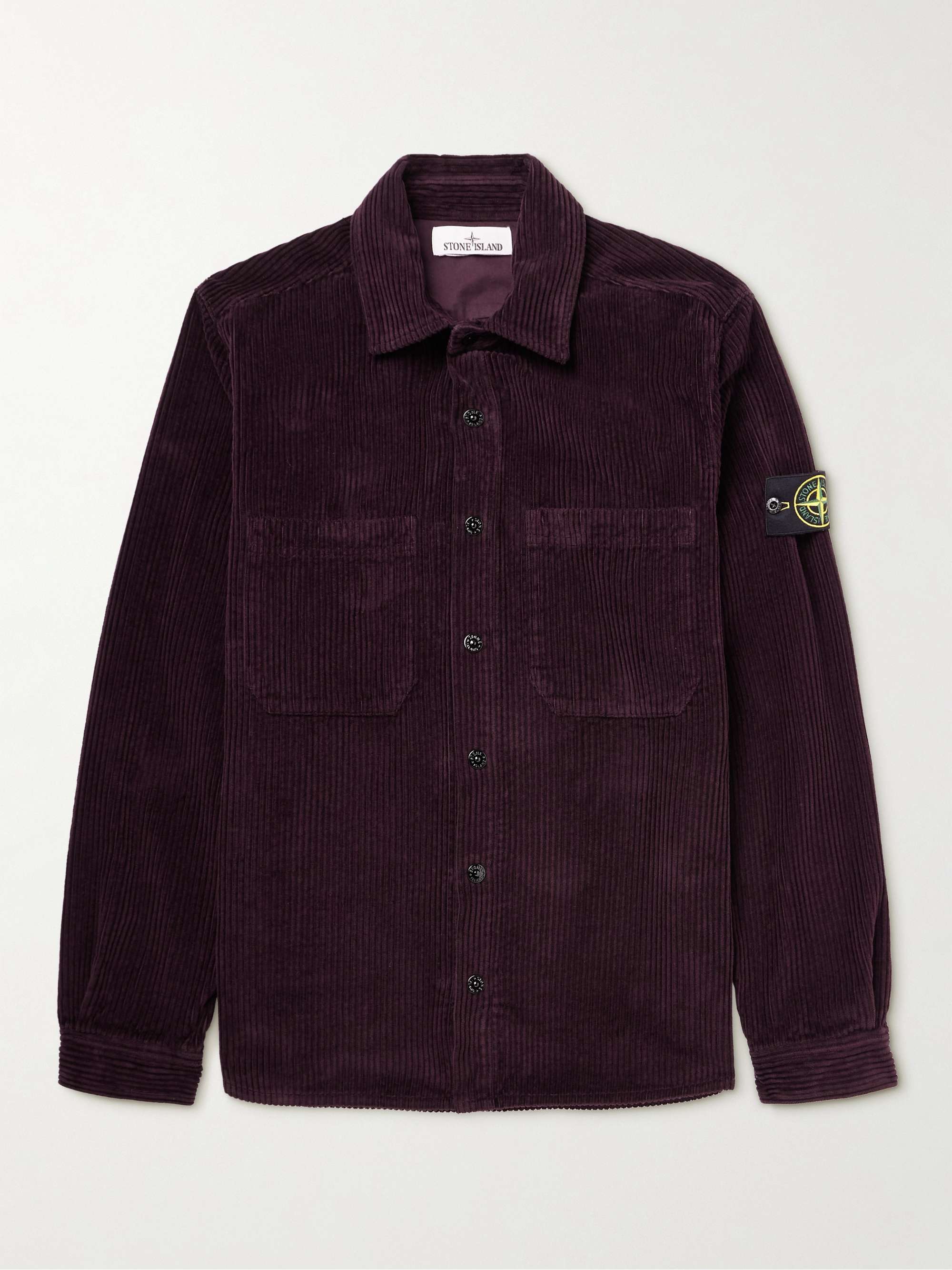STONE ISLAND Logo-Appliquéd Garment-Dyed Cotton-Corduroy Shirt Jacket for  Men | MR PORTER