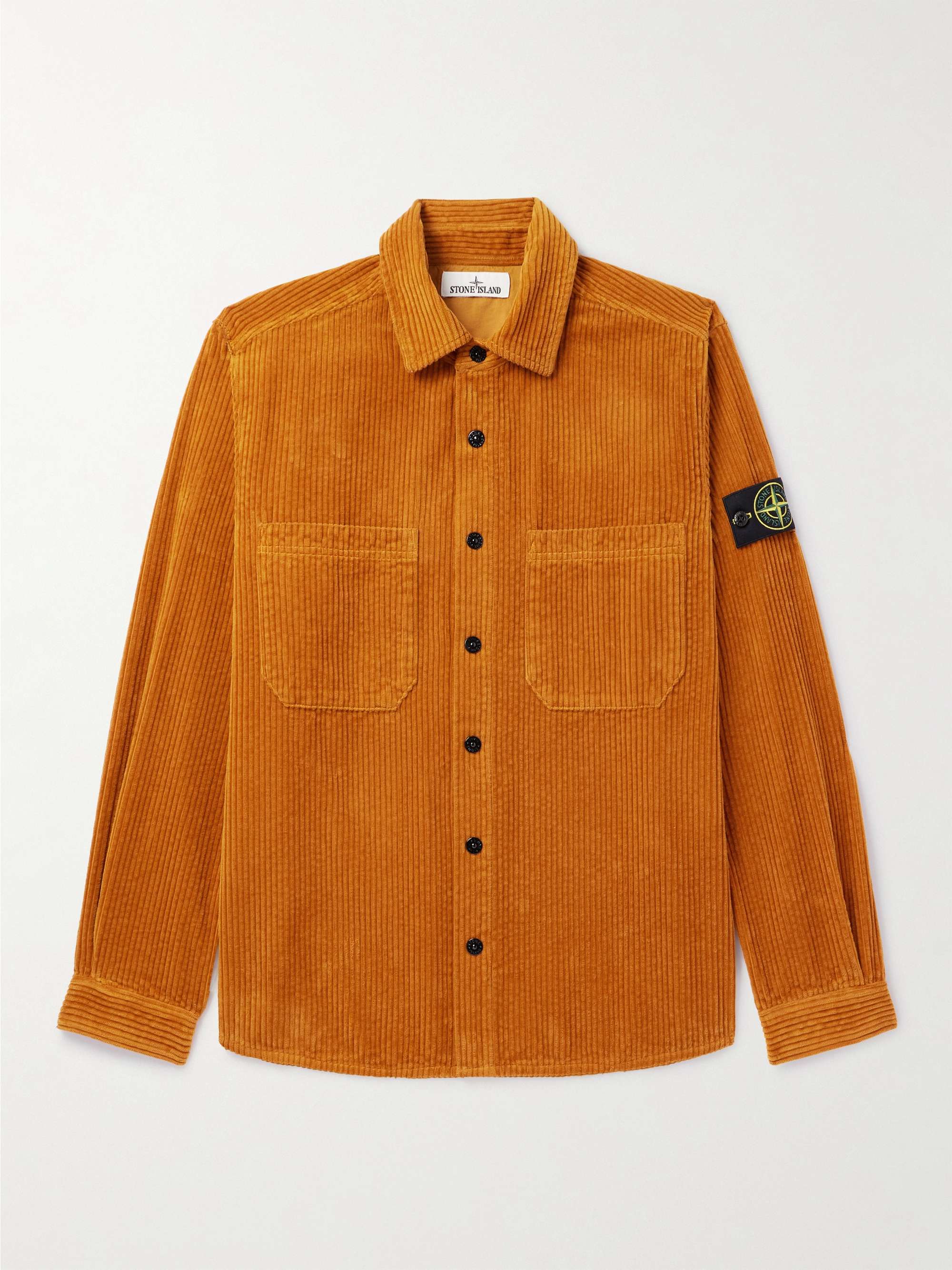 STONE ISLAND Logo-Appliquéd Garment-Dyed Cotton-Corduroy Shirt Jacket for  Men | MR PORTER