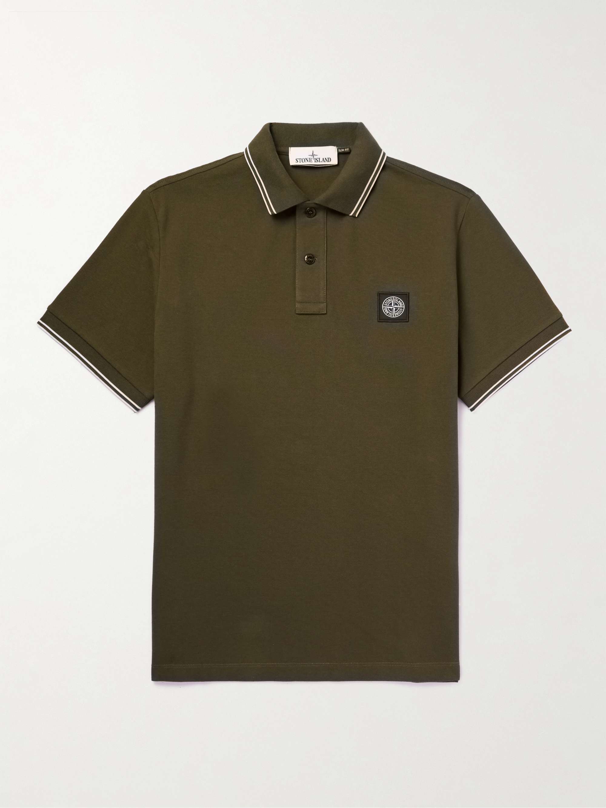 STONE ISLAND Logo-Appliquéd Cotton-Blend Piqué Polo Shirt for Men | MR  PORTER
