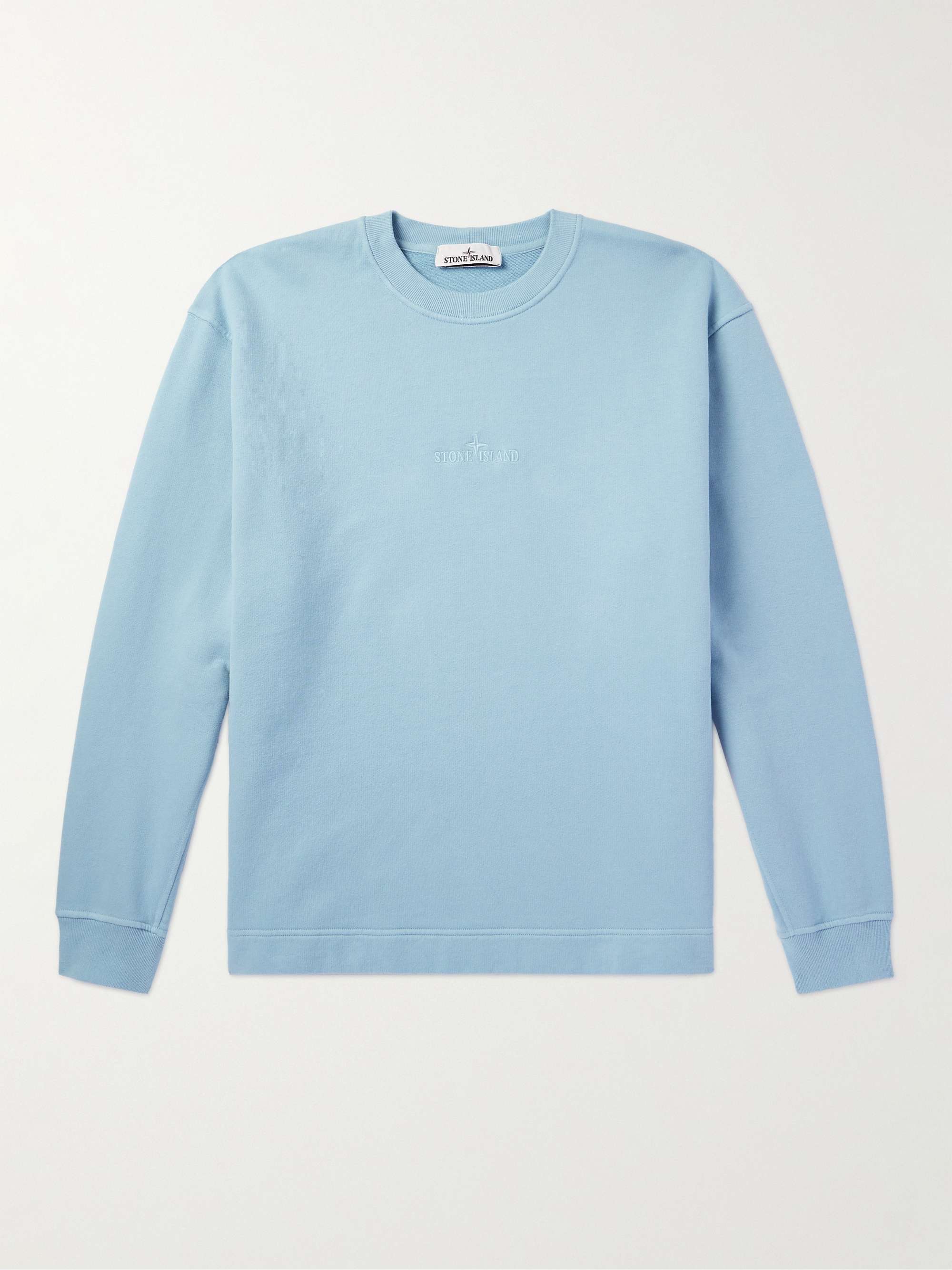 STONE ISLAND Logo-Embroidered Cotton-Jersey Sweatshirt for Men | MR PORTER