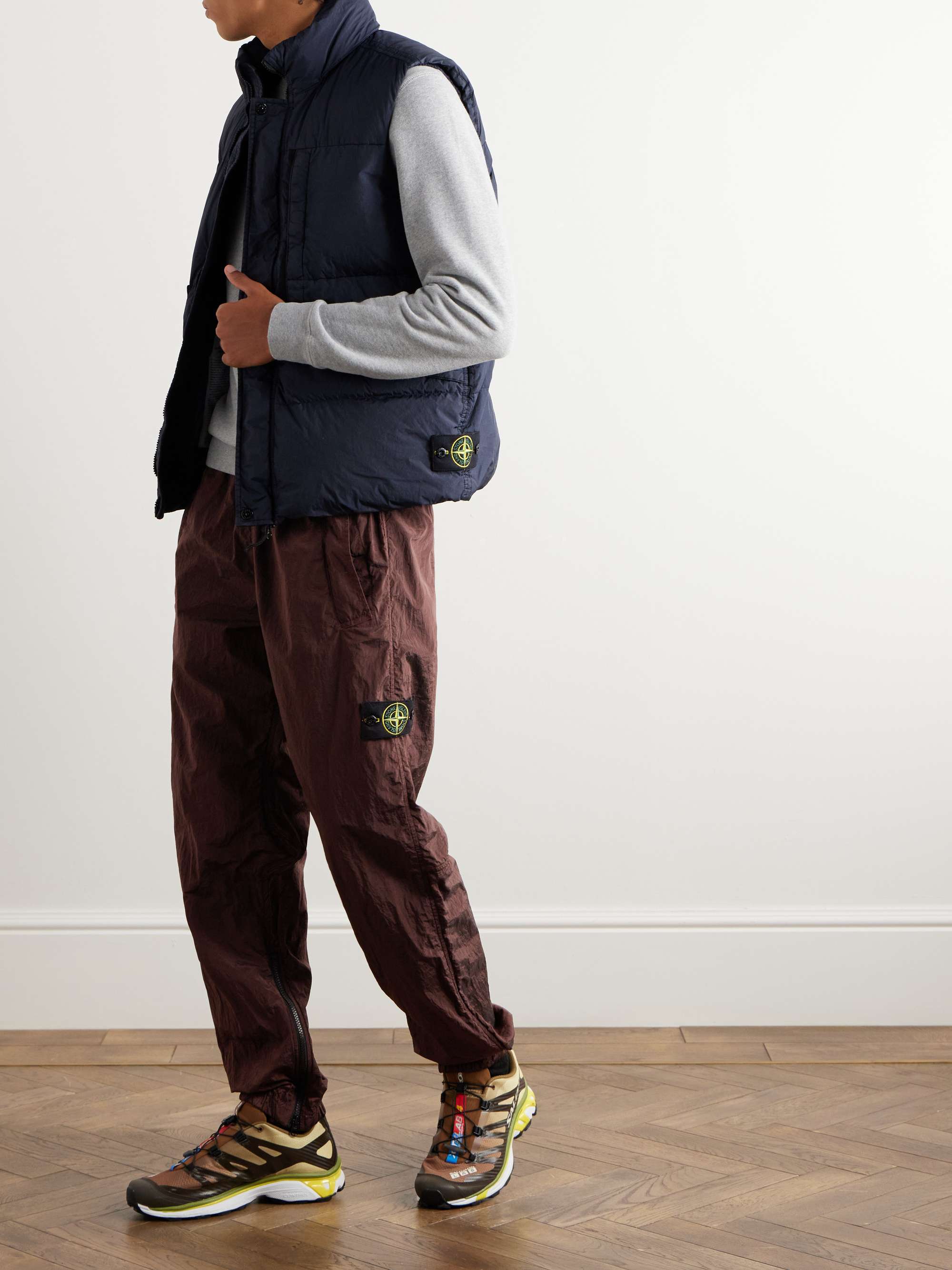 STONE ISLAND Straight-Leg Zip-Detailed Metallic Nylon Trousers for Men | MR  PORTER