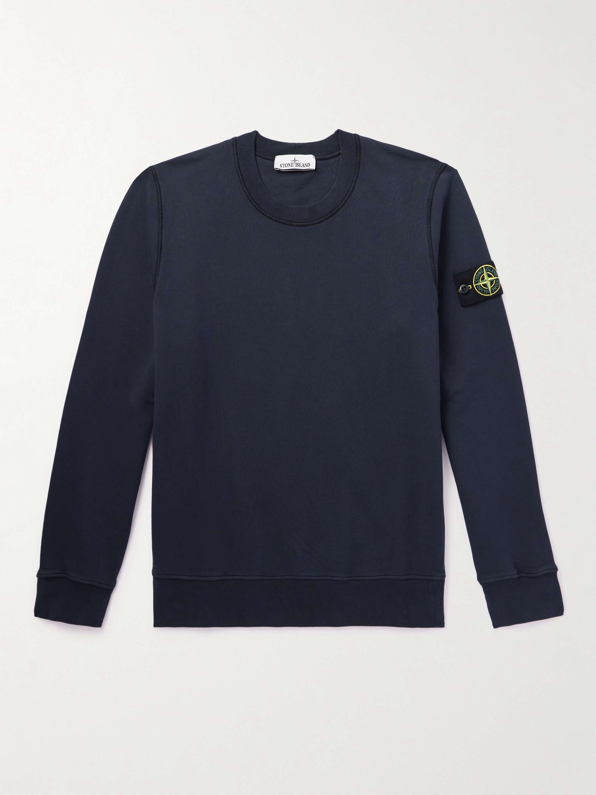 STONE ISLAND Logo-Appliquéd Garment-Dyed Cotton-Jersey Sweatshirt for Men |  MR PORTER