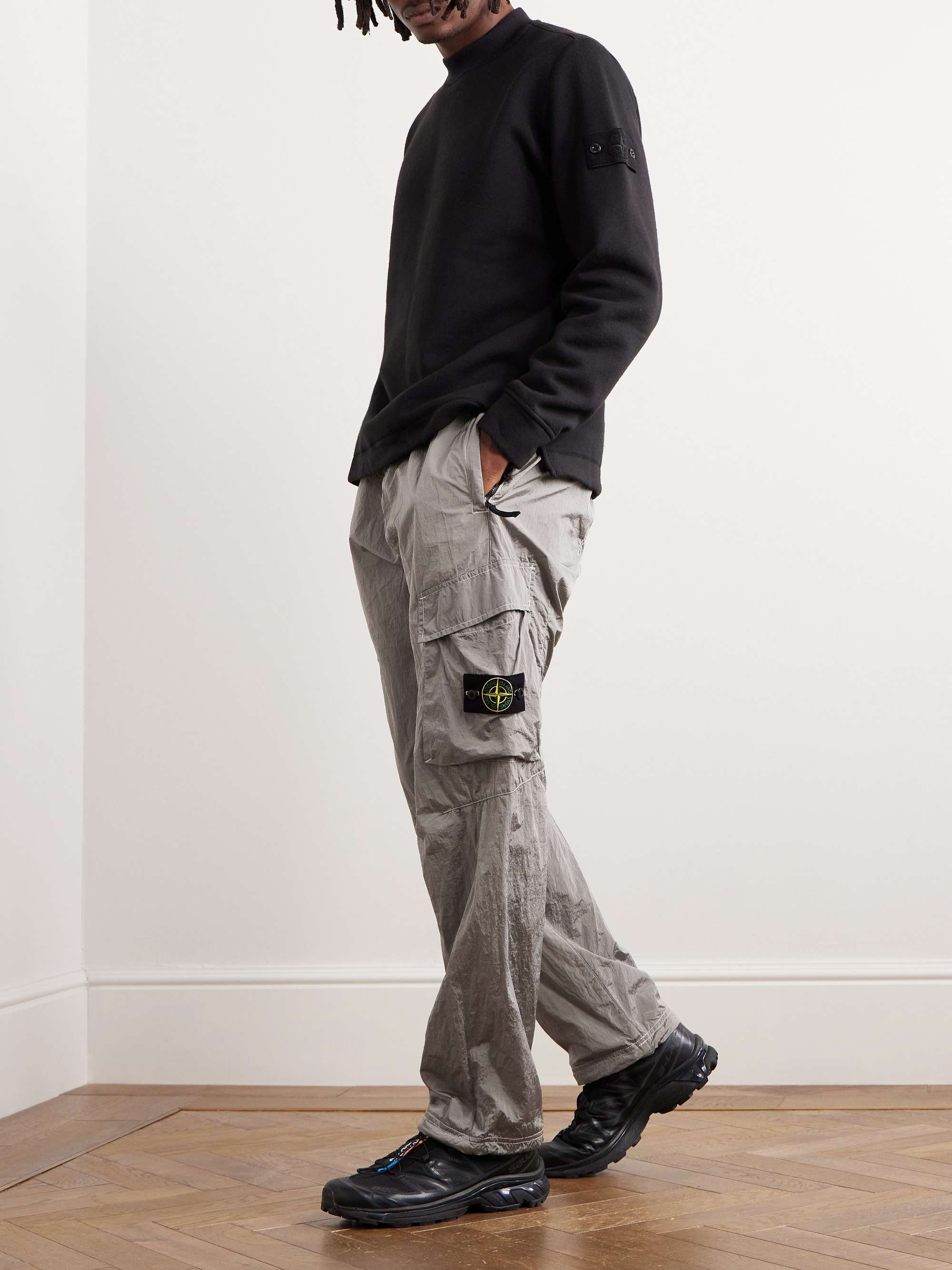 STONE ISLAND Tapered Logo-Appliquéd ECONYL® Nylon Metal Cargo Trousers for  Men | MR PORTER