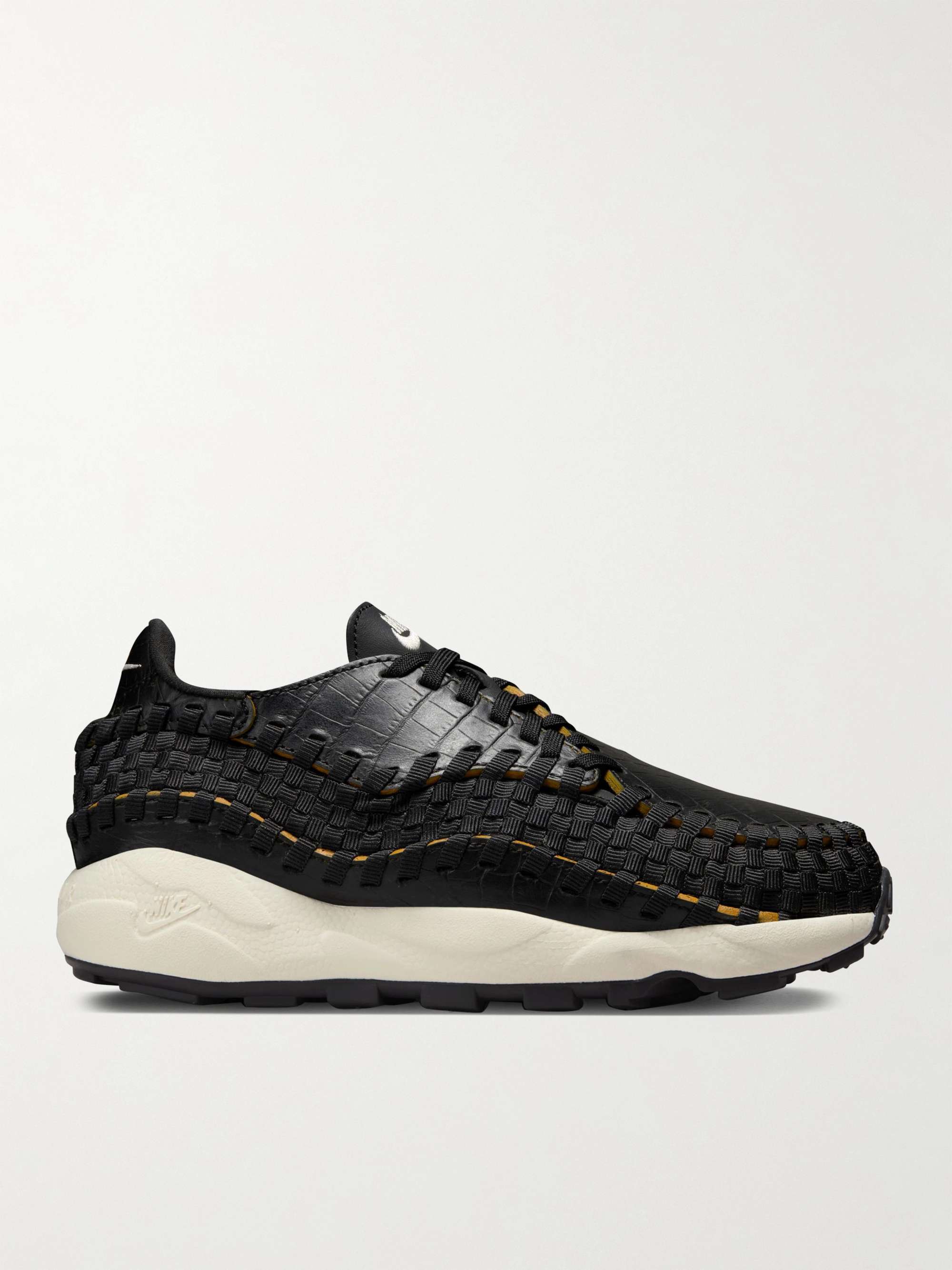 NIKE Air Footscape Stretch-Knit and Croc-Effect Leather Sneakers for ...