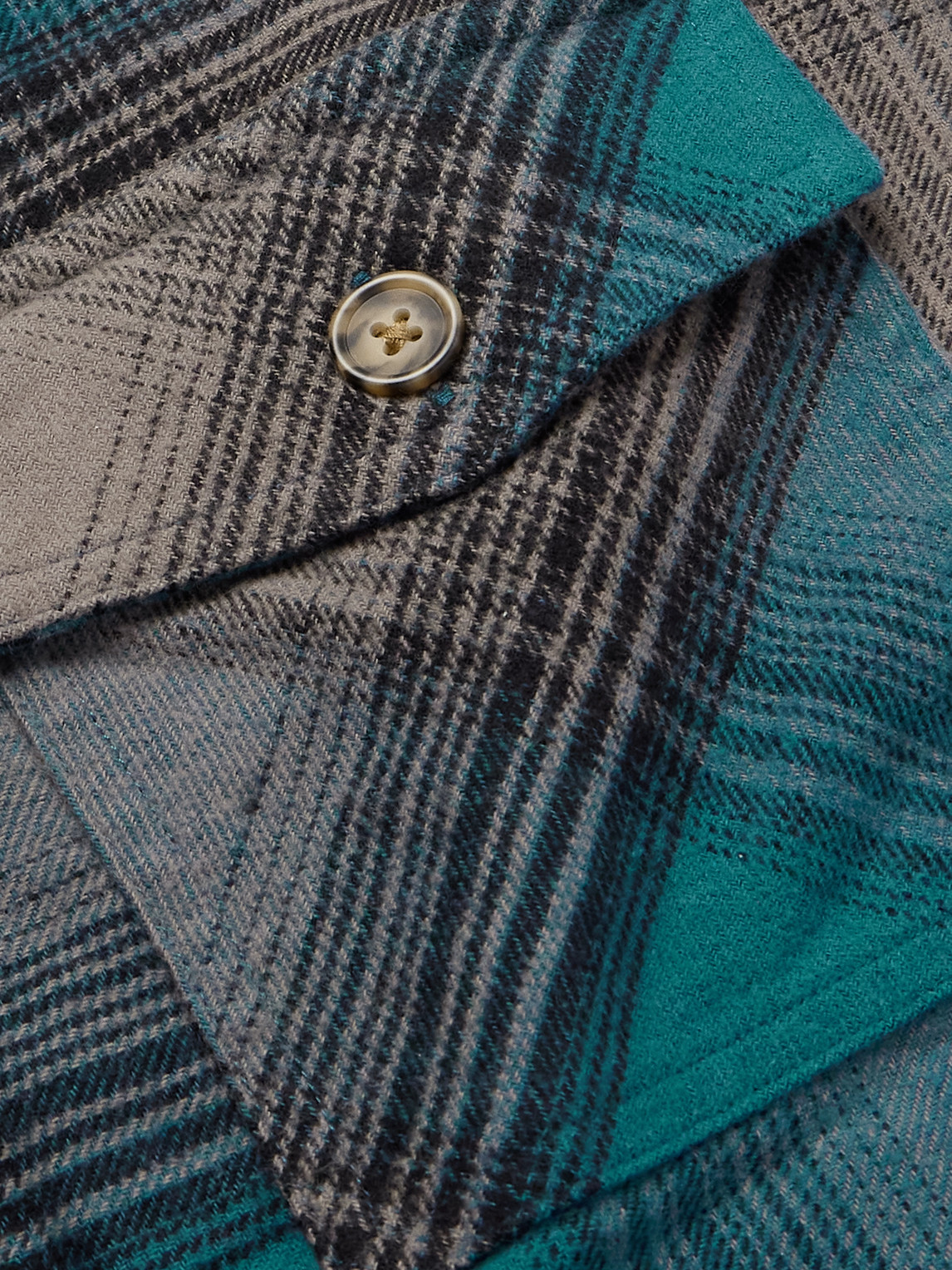 Driessen Logo-embroidered Checked Stretch-cotton Flannel Overshirt In Blue