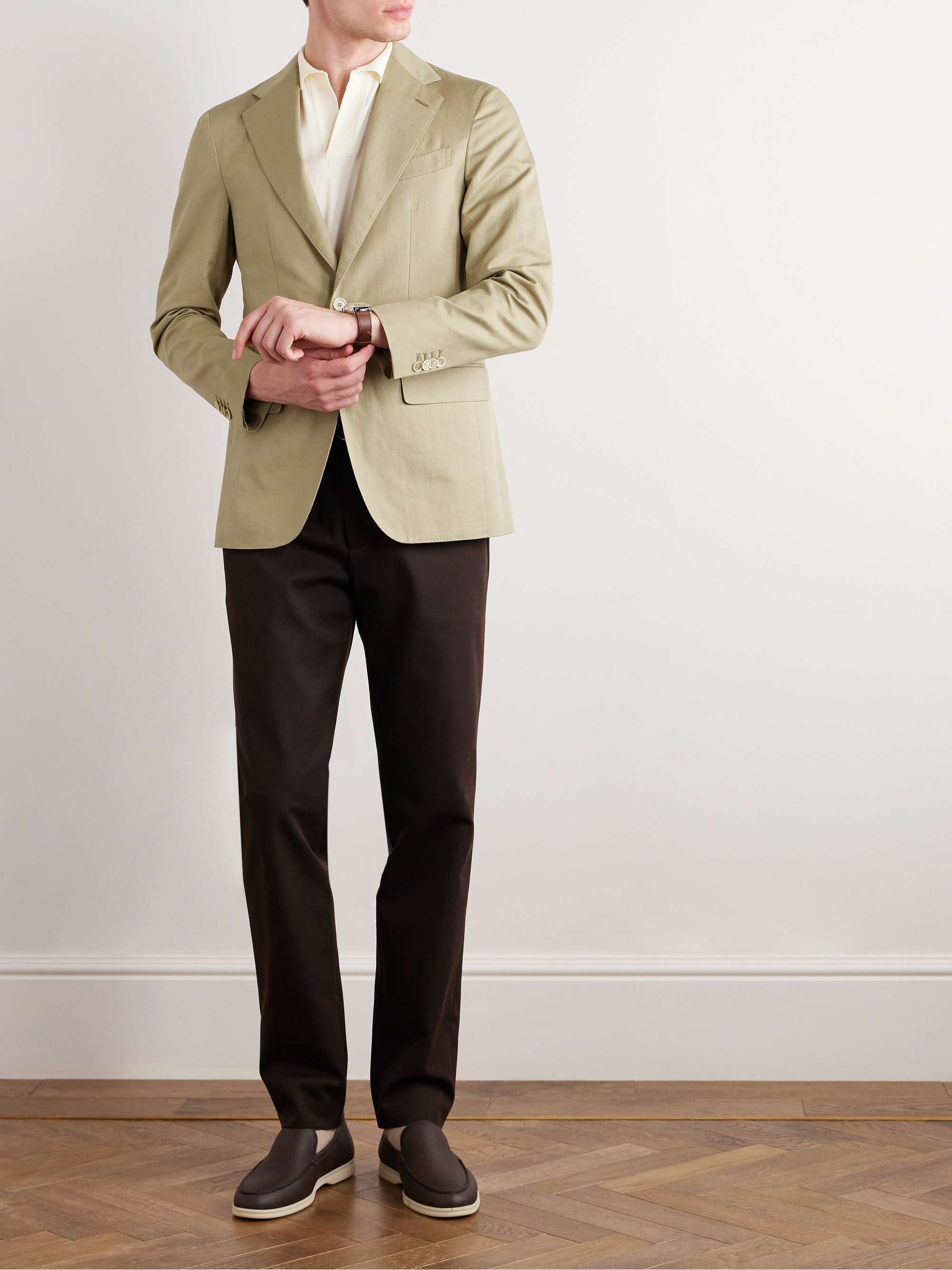 CARUSO Aida Slim-Fit Cropped Cotton and Linen-Blend Suit Jacket for Men |  MR PORTER