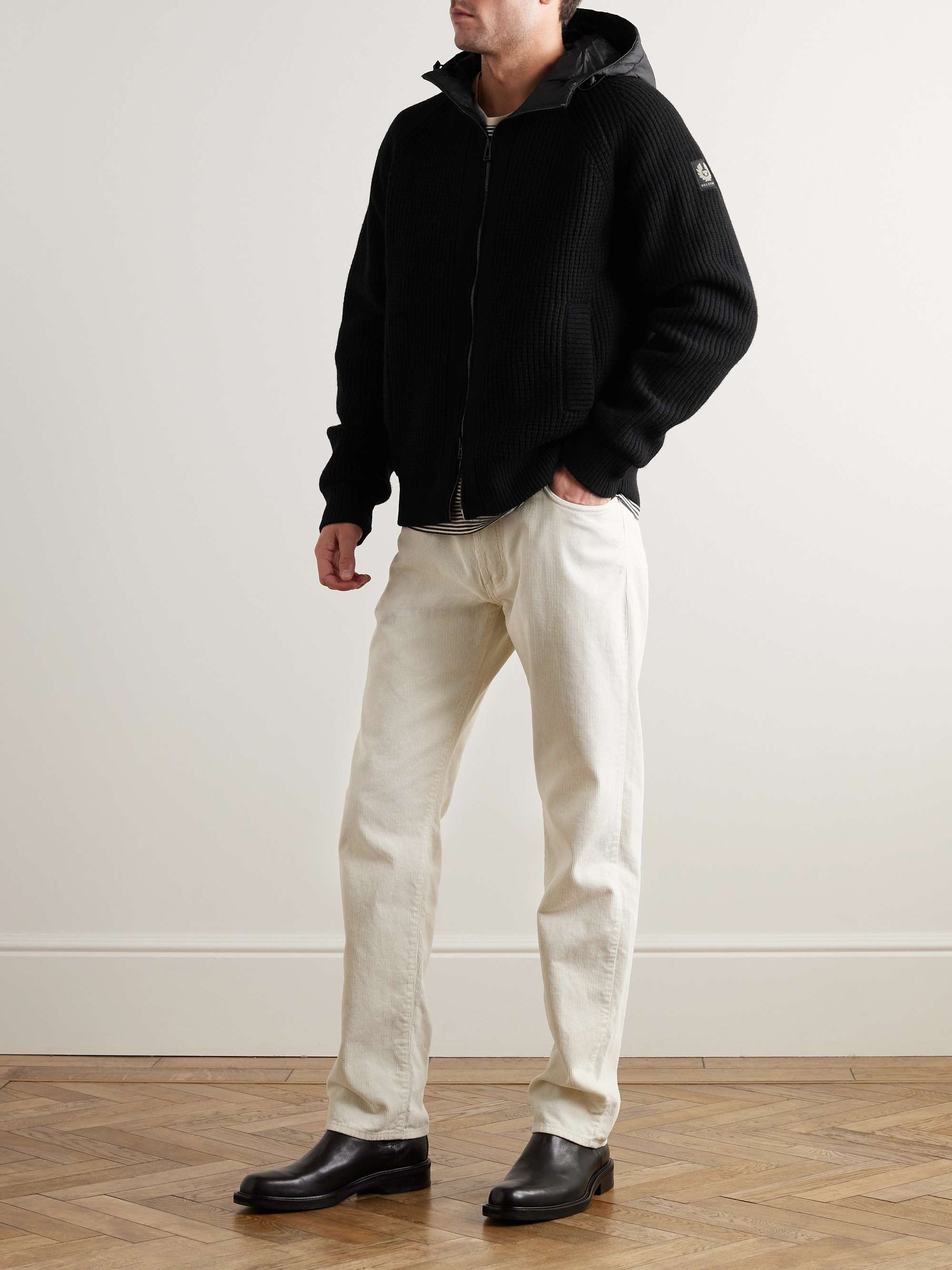 BELSTAFF Anton Shell-Trimmed Ribbed Wool Hooded Cardigan for Men | MR PORTER