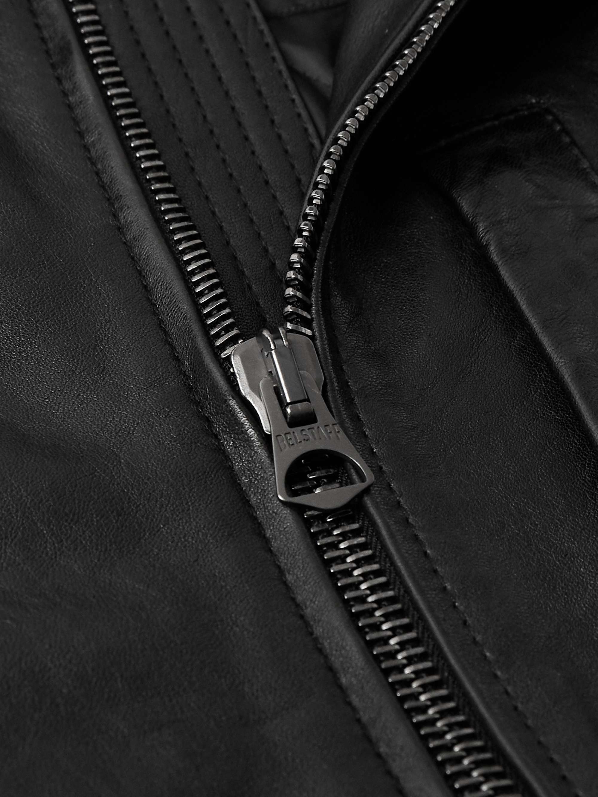 BELSTAFF Alstone Shearling-Trimmed Leather Bomber Jacket for Men | MR ...