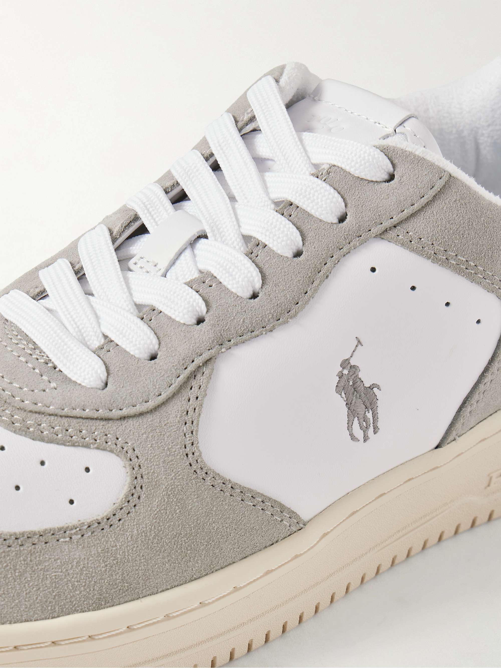 POLO RALPH LAUREN Masters Court Logo-Embroidered Leather and Suede Sneakers  for Men | MR PORTER