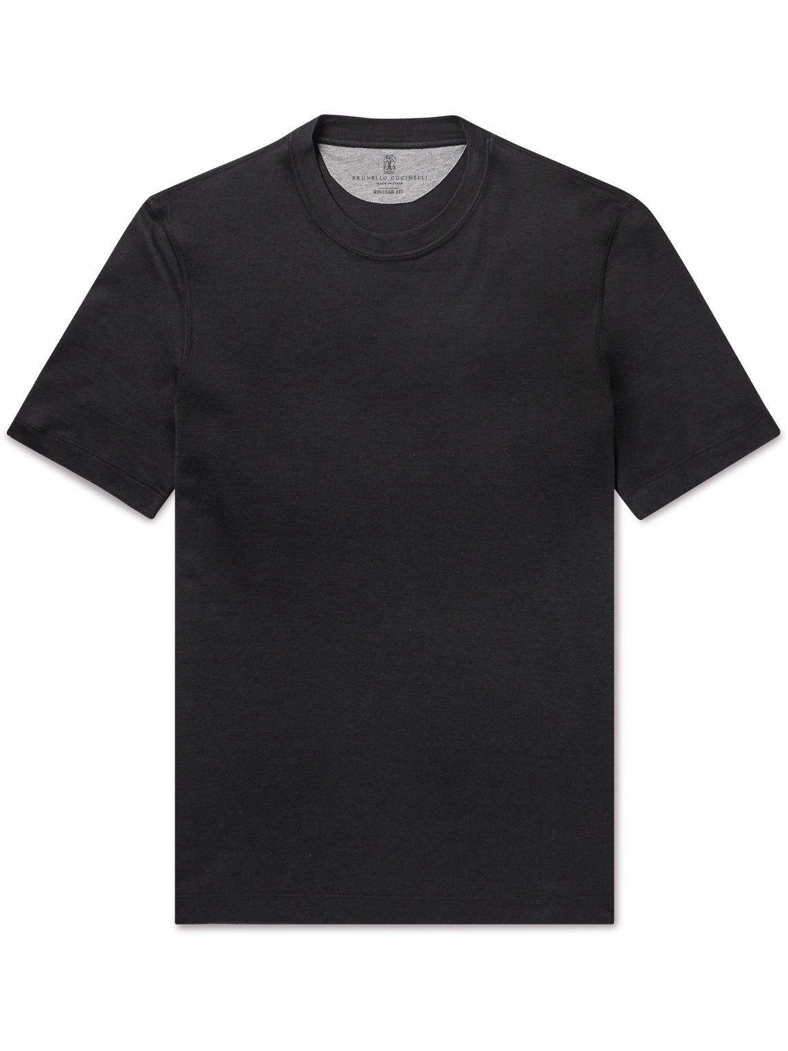 Brunello Cucinelli Silk And Cotton-blend Jersey T-shirt In Black