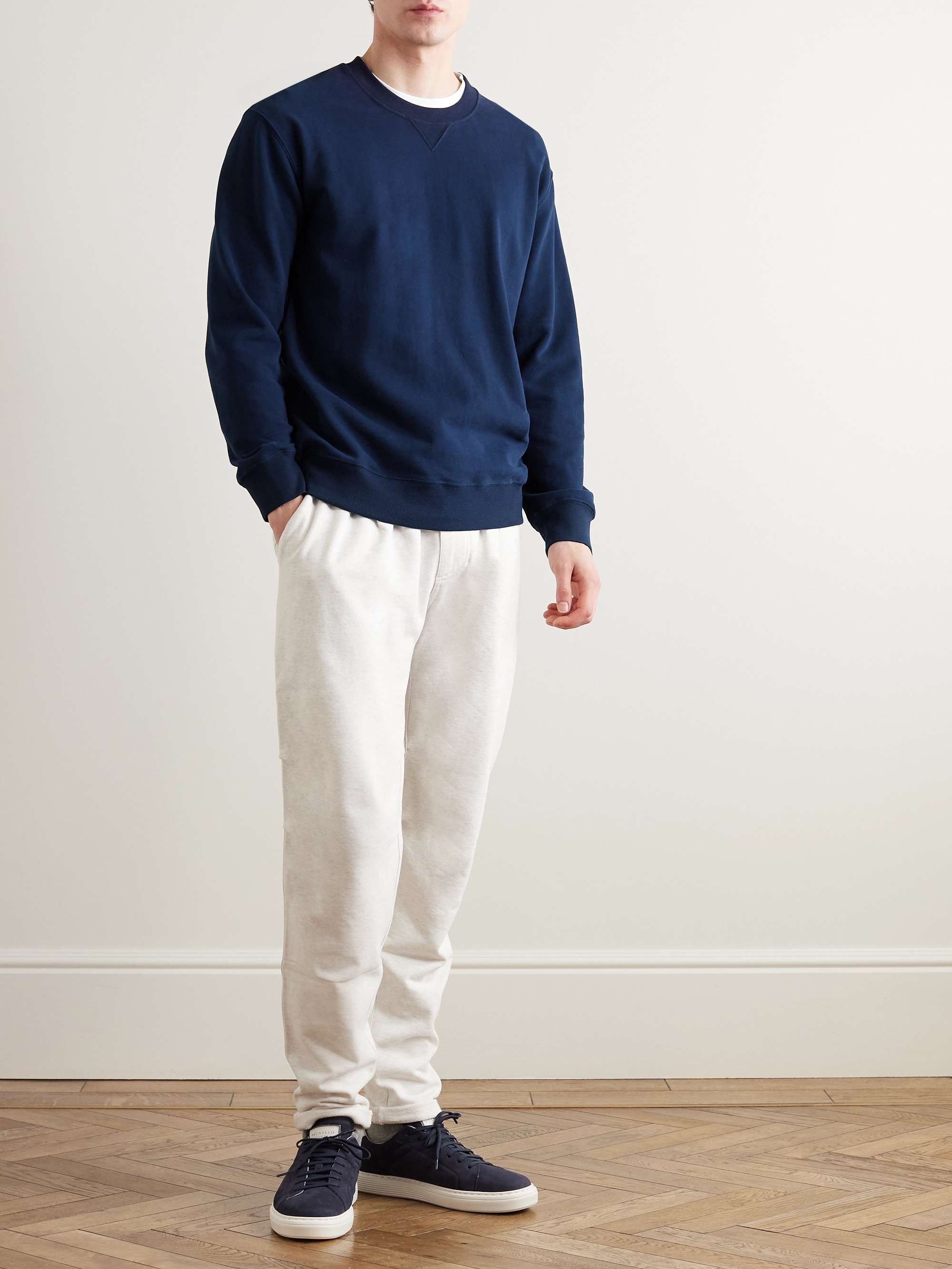 Brunello Cucinelli Cotton-jersey Zip-Up Sweatshirt - Men - Navy Sweats - S