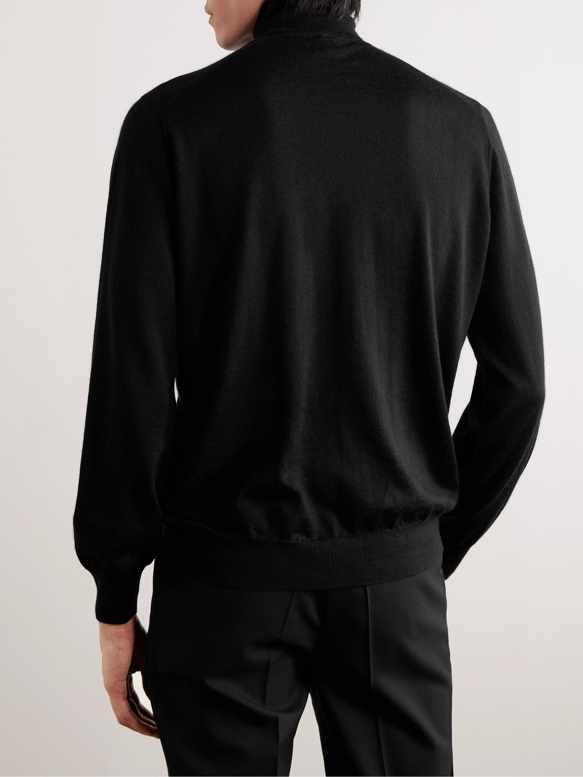 Shop Brunello Cucinelli Cashmere And Silk-blend Rollneck Sweater In Black