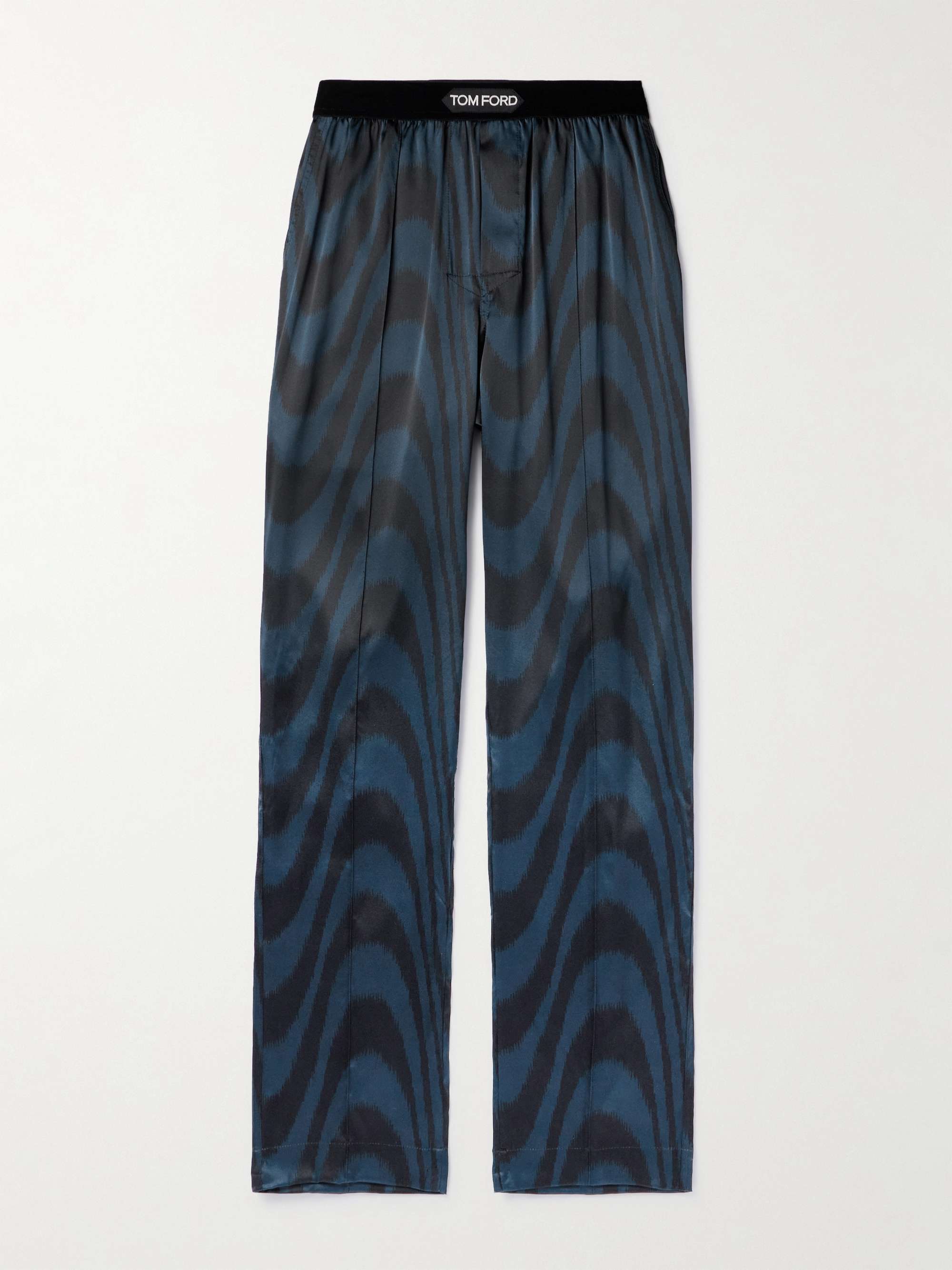 TOM FORD Velvet-Trimmed Printed Stretch-Silk Satin Pyjama Trousers for Men  | MR PORTER
