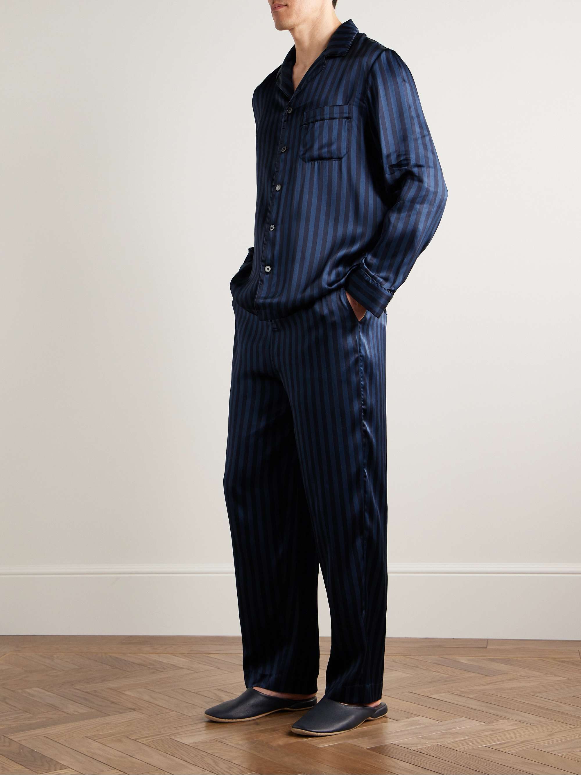 DEREK ROSE Brindisi 92 Striped Silk-Satin Pyjama Set for Men | MR PORTER
