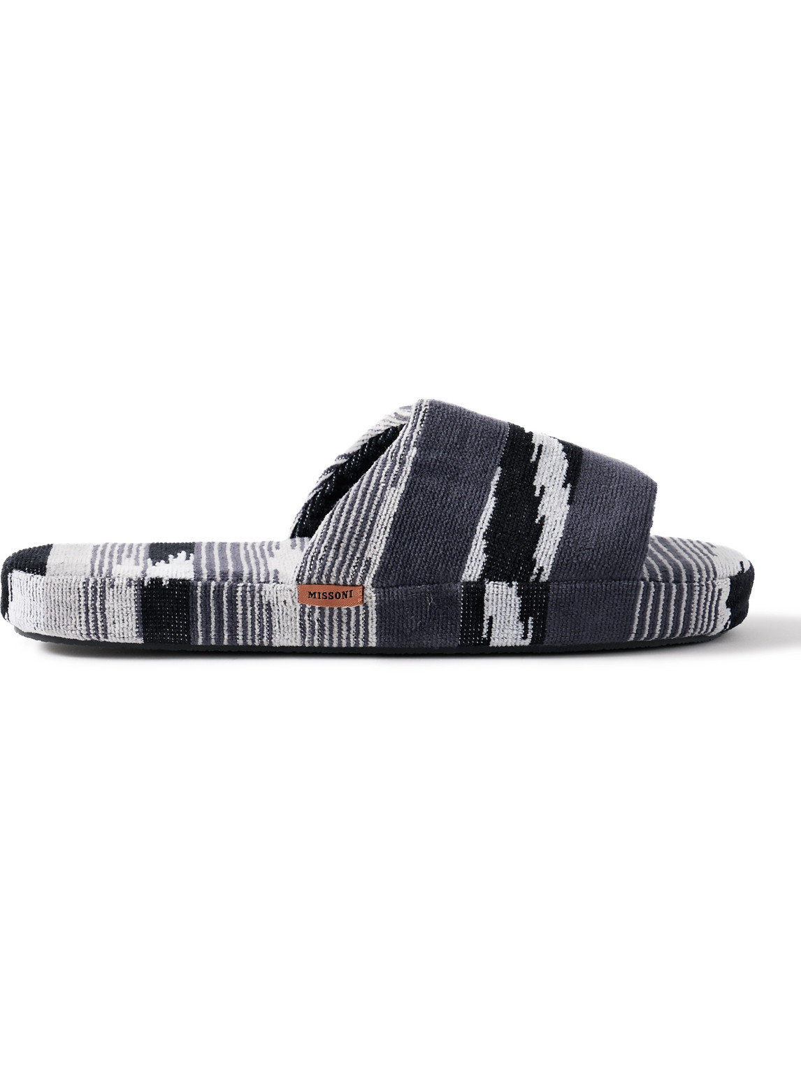 Missoni Clint Striped Cotton-terry Jacquard Slippers In Black