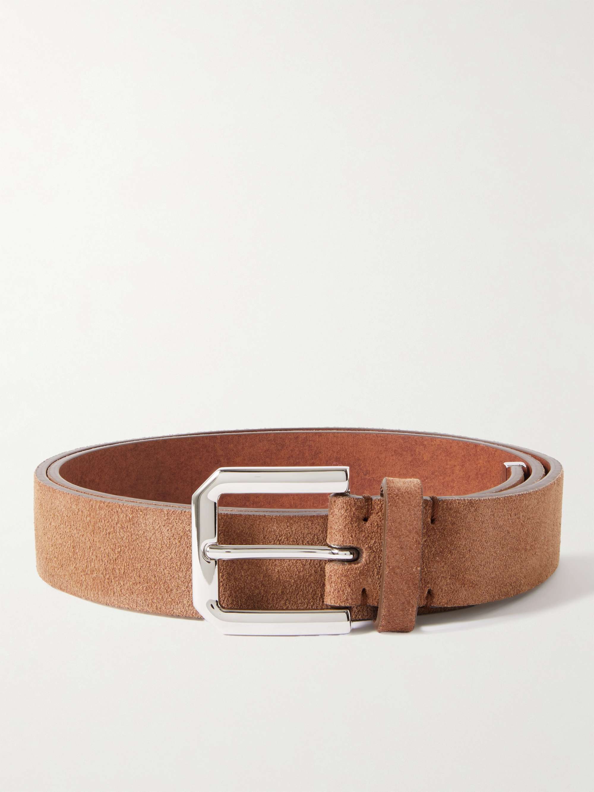 Male Brown Suede Leather Belt