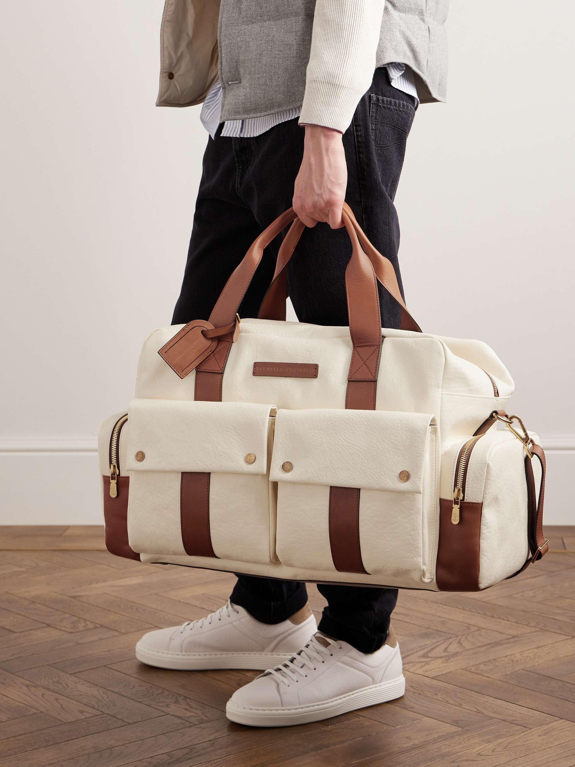 BRUNELLO CUCINELLI Two-Tone Leather Weekend Bag for Men | MR PORTER