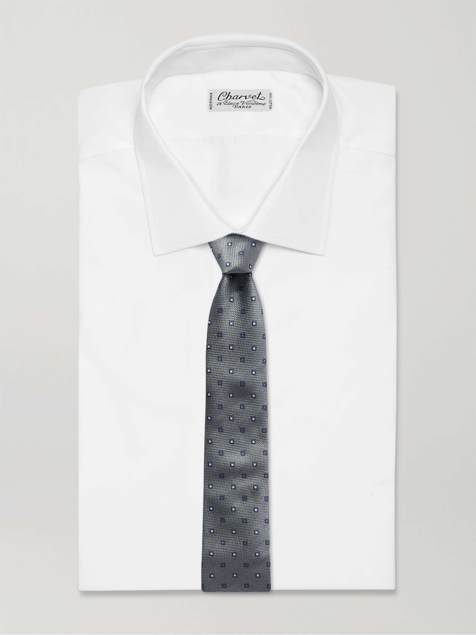 رمادي ربطة عنق من الحرير بحبكة الجاكار بعرض 8 سم | BRUNELLO CUCINELLI | MR  PORTER