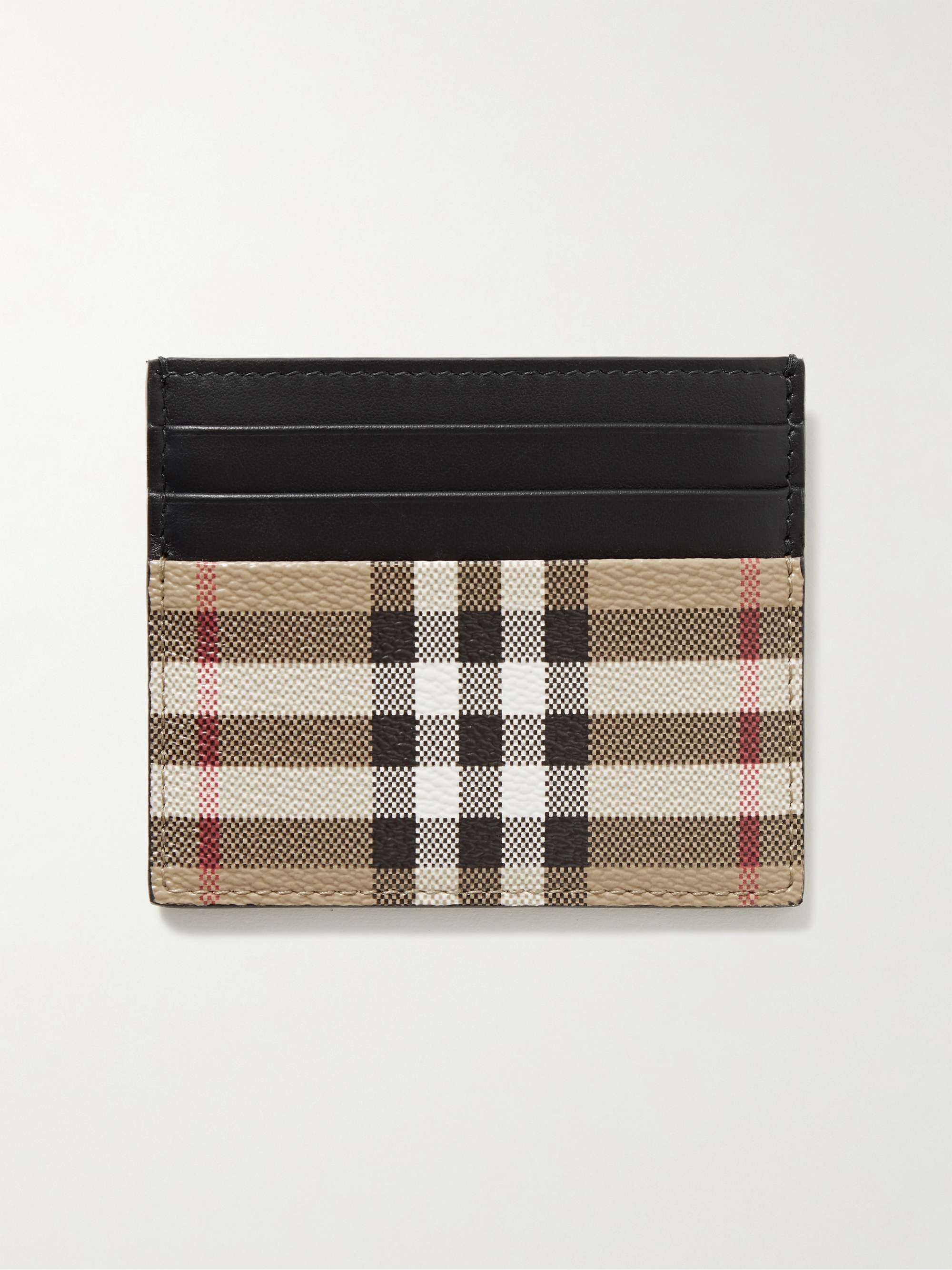 BURBERRY Leather-Trimmed Checked Coated-Canvas Cardholder for Men | MR  PORTER
