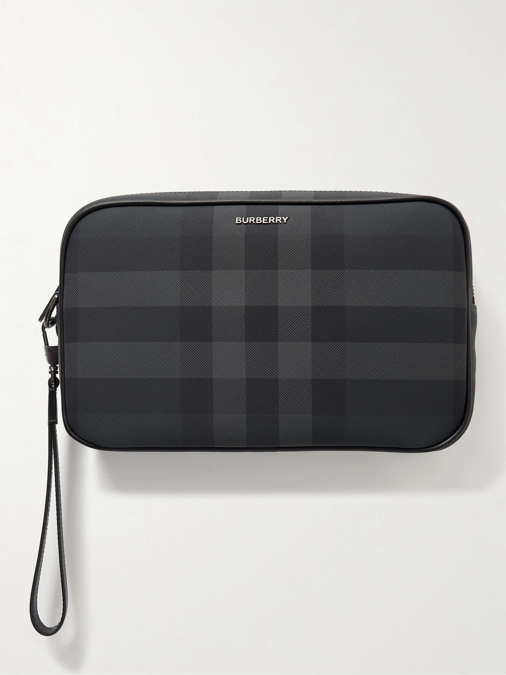 BURBERRY Checked Coated-Canvas Pouch for Men | MR PORTER