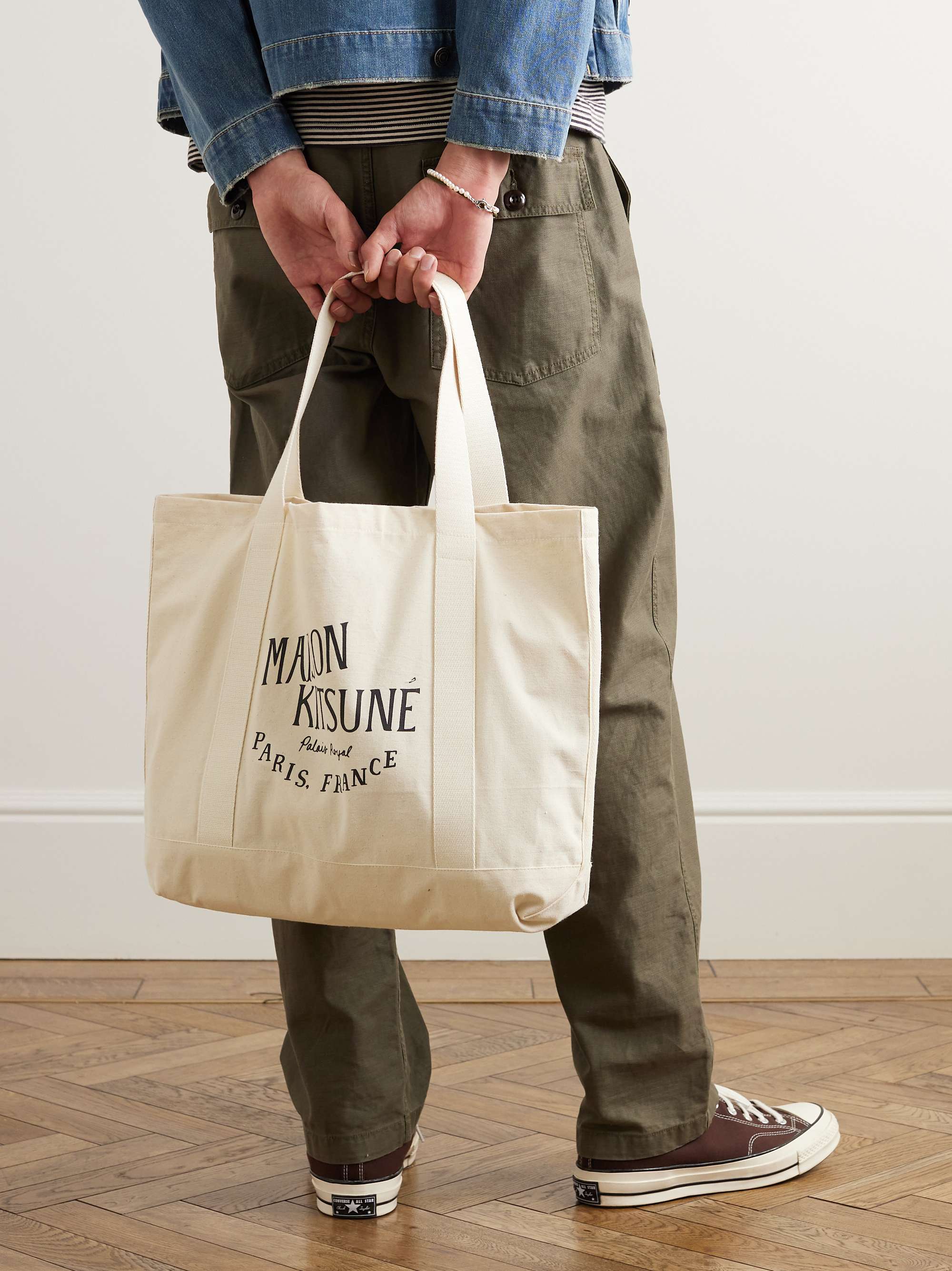 MAISON KITSUNÉ Palais Royal Logo-Print Cotton-Canvas Tote Bag for Men | MR  PORTER