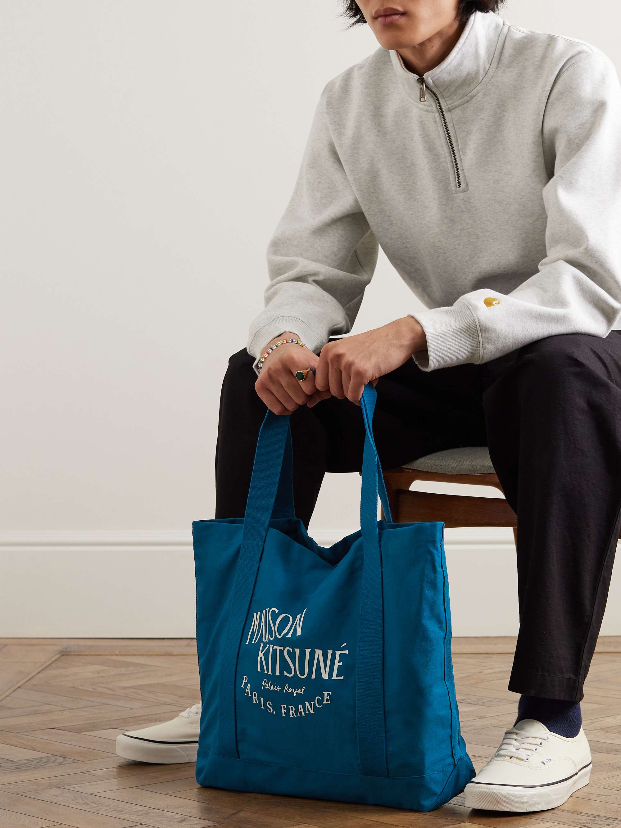 MAISON KITSUNÉ Palais Royal Logo-Print Cotton-Canvas Tote Bag for Men | MR  PORTER