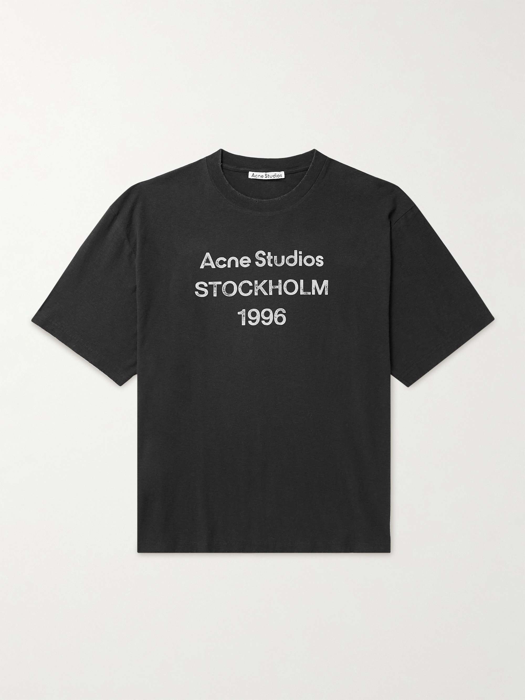 ACNE STUDIOS Exford Distressed Logo-Print Cotton-Jersey T-Shirt for Men ...