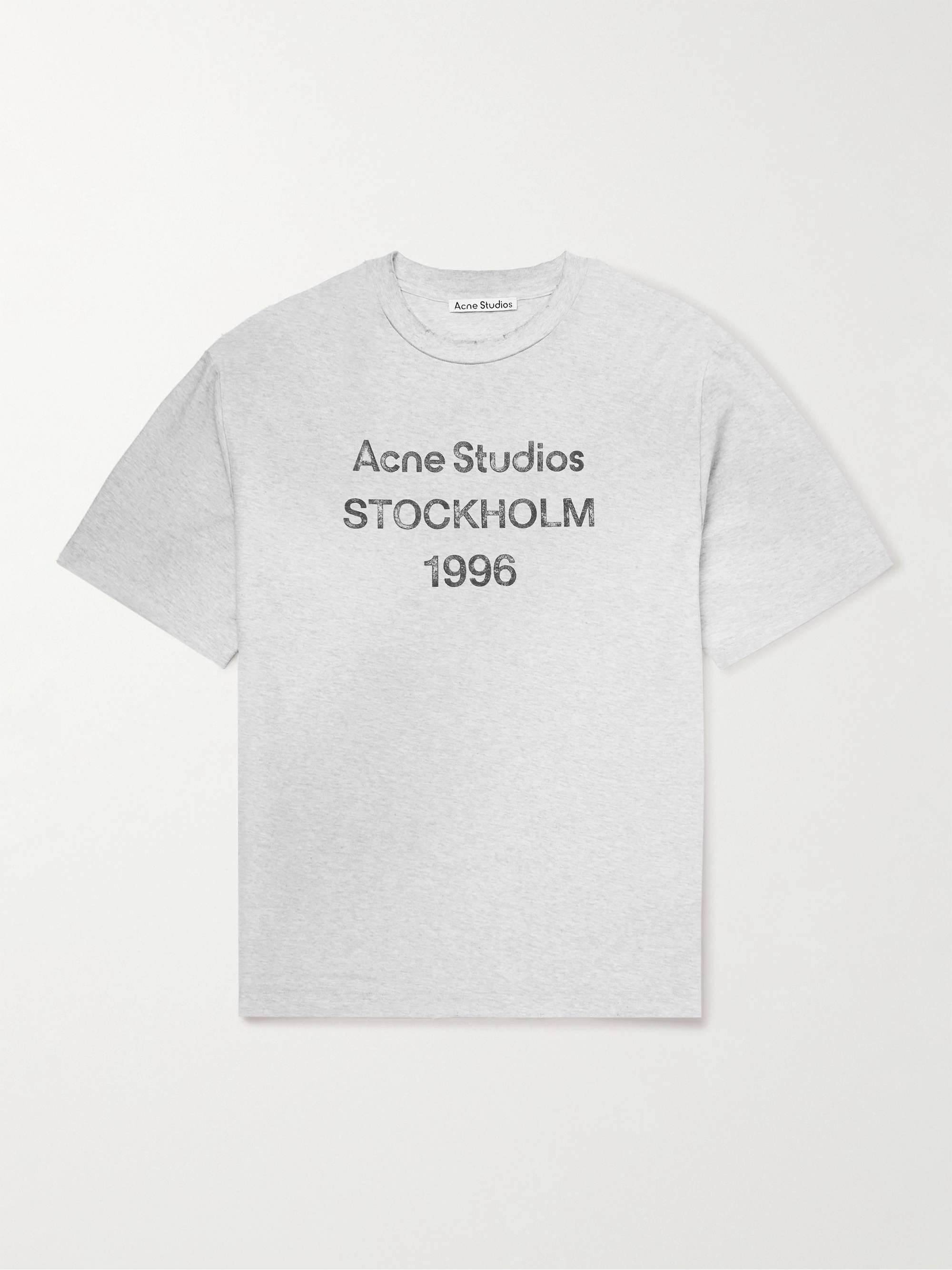 ACNE STUDIOS Exford Distressed Logo-Print Organic Cotton-Jersey T-Shirt ...
