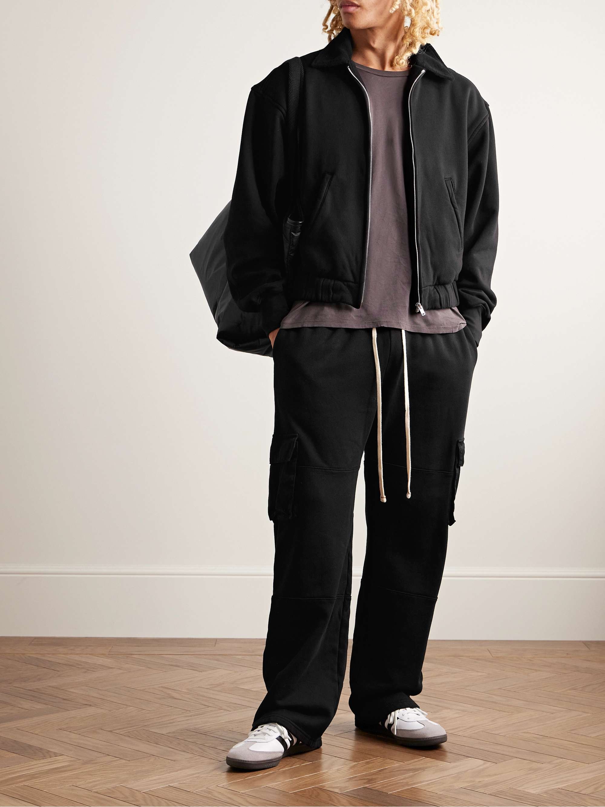 Les Tien Cotton-jersey Bomber Jacket - Men - Black Coats and Jackets - L